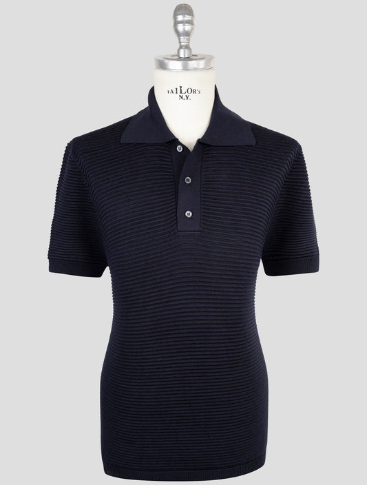 Kiton Blue Silk Cotton Sweater Polo