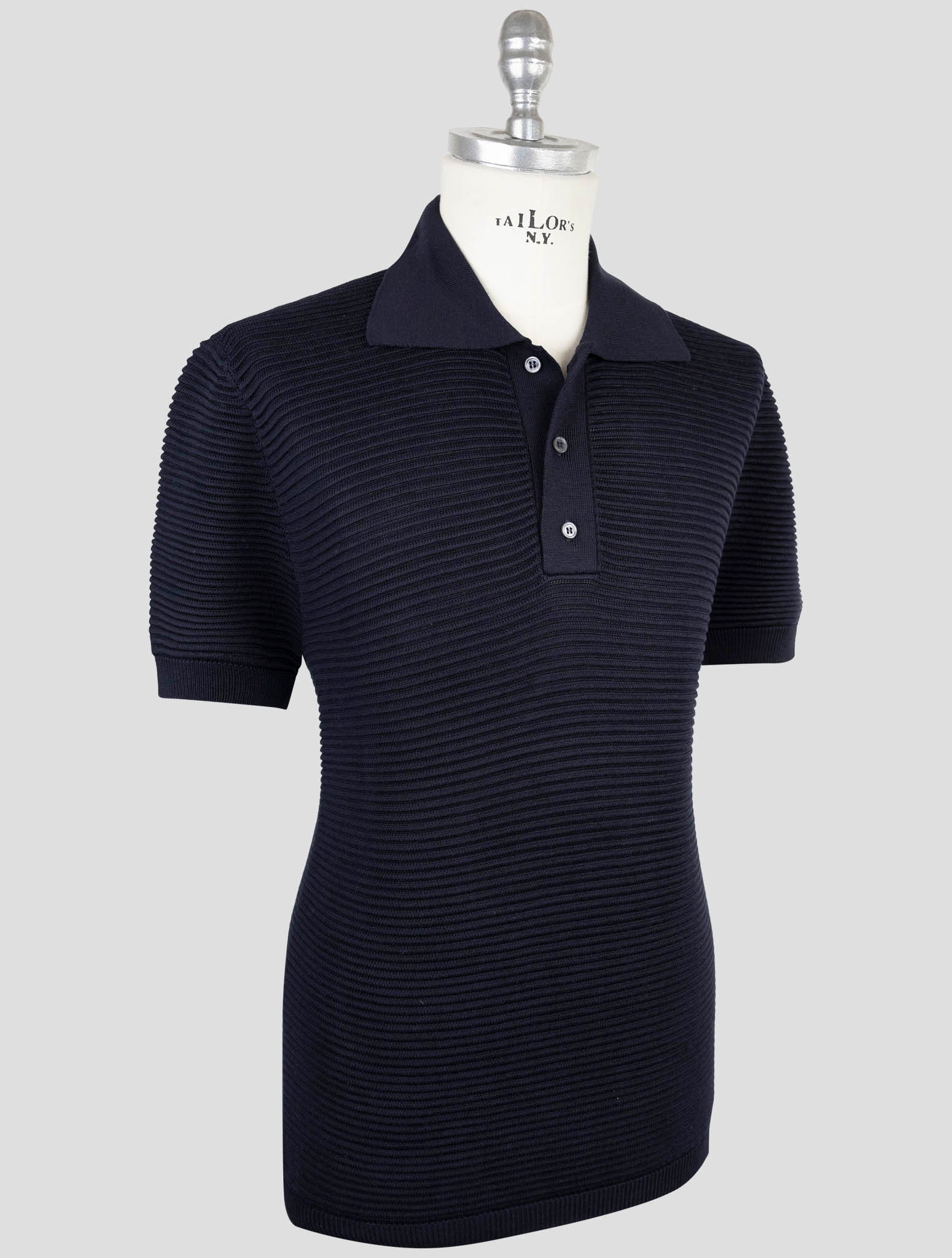Kiton Blue Silk Cotton Sweater Polo