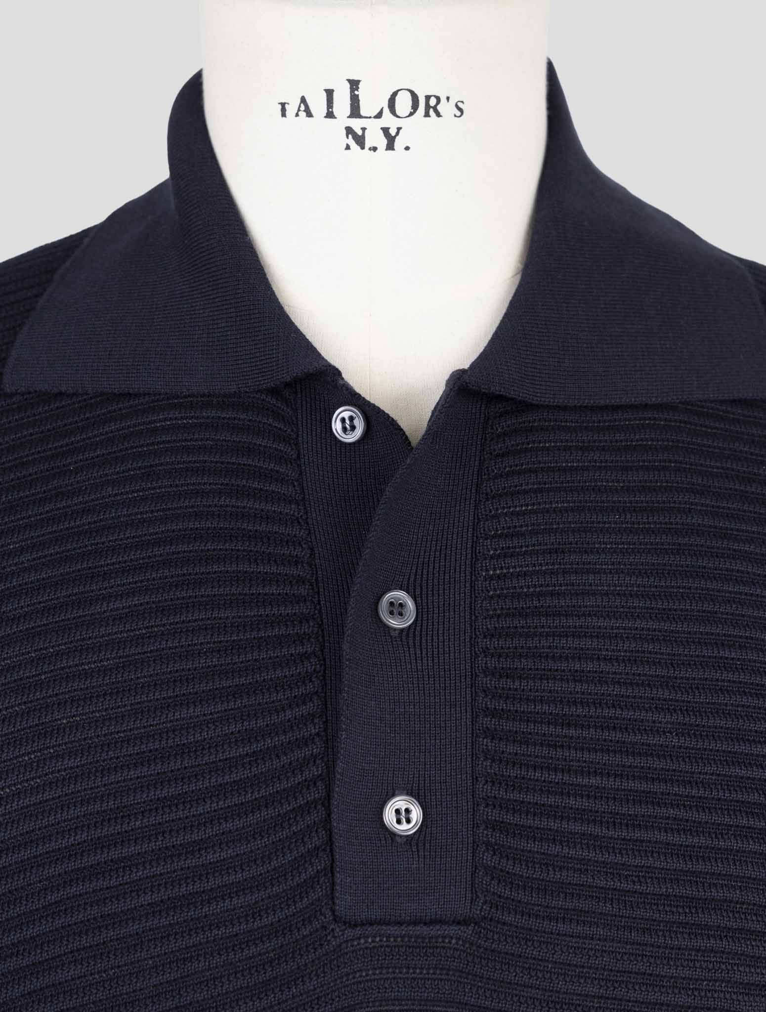 Kiton Blue Silk Cotton Sweater Polo