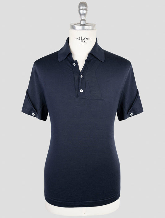 Kiton Blue Silk Cotton Polo