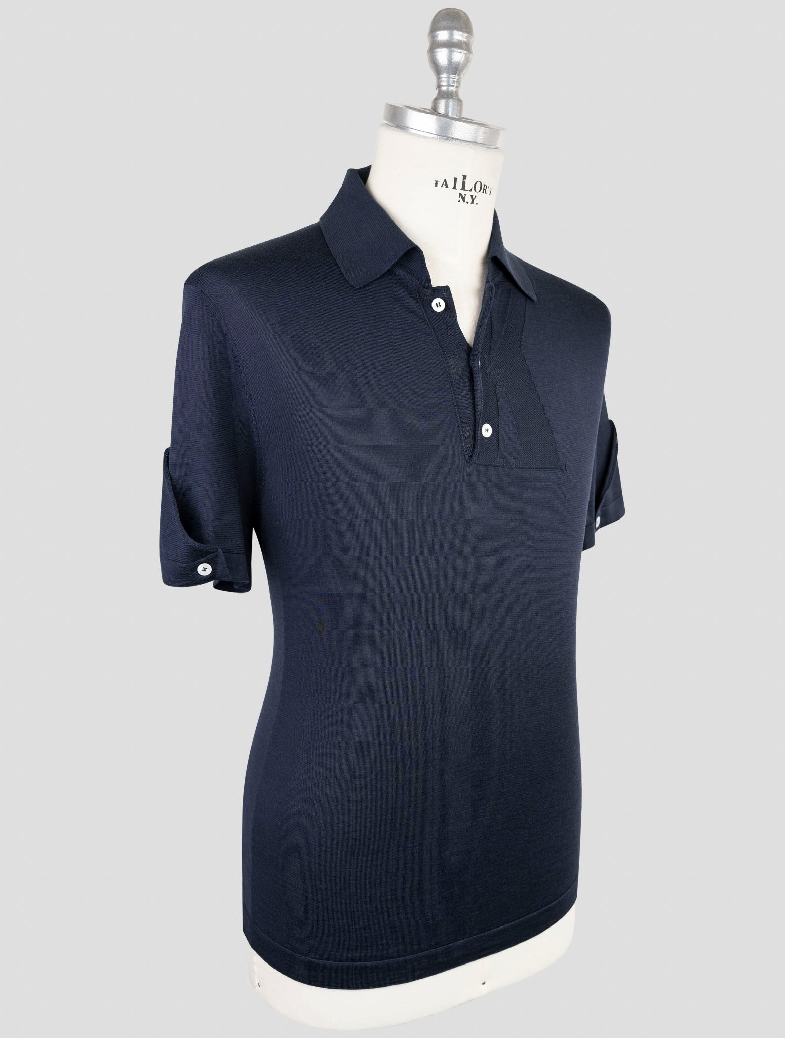 Kiton Blue Silk Cotton Polo