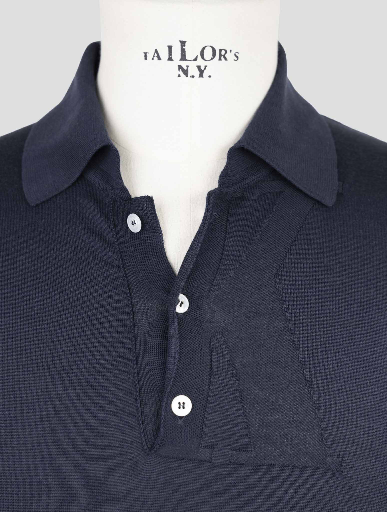 Kiton Blue Silk Cotton Polo