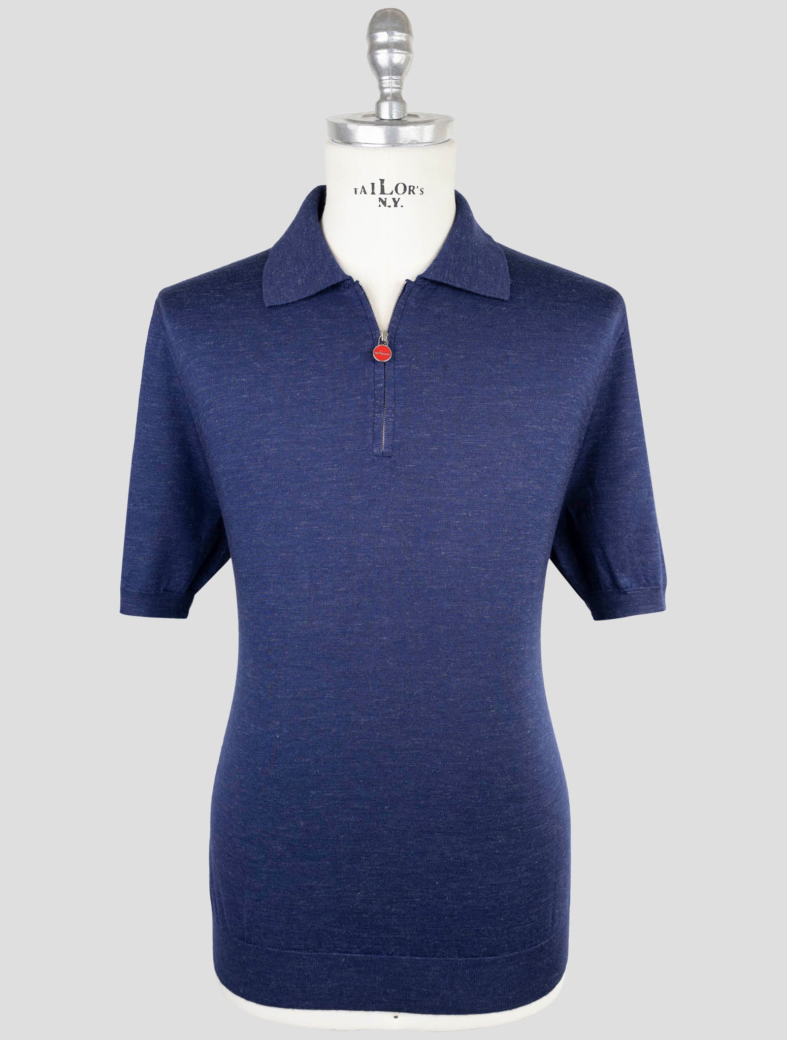 Kiton Blue Silk Cashmere Linen Polo