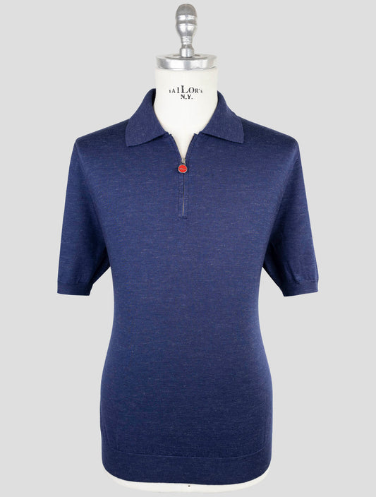 Kiton Blue Silk Cashmere Linen Polo