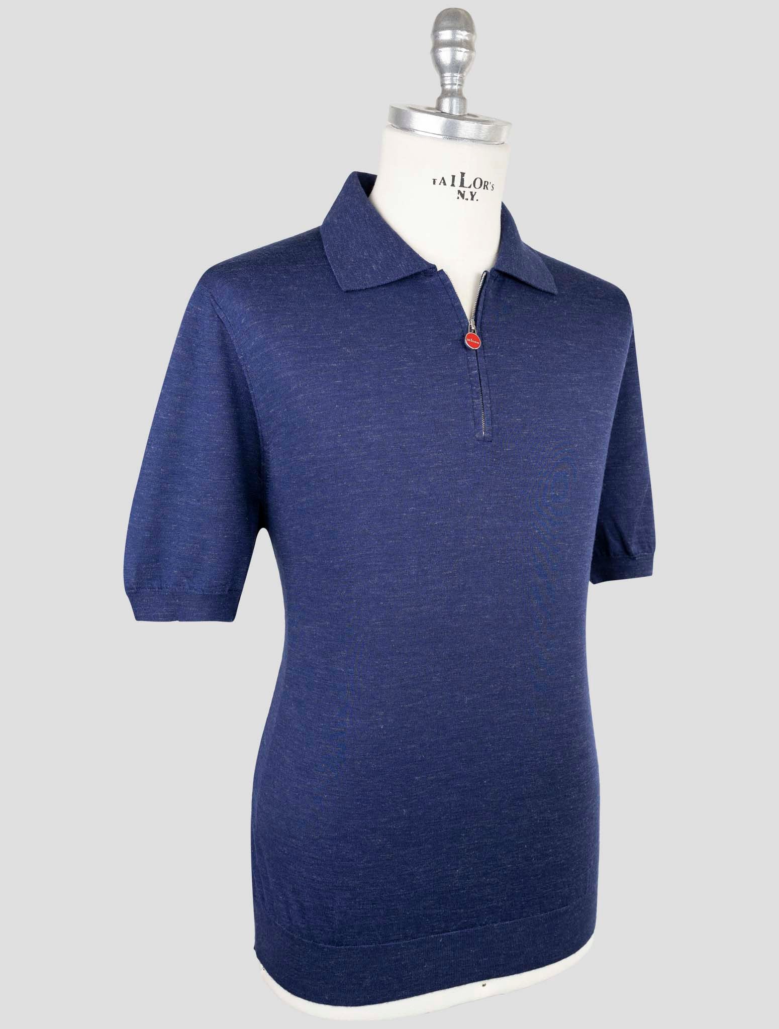 Kiton Blue Silk Cashmere Linen Polo