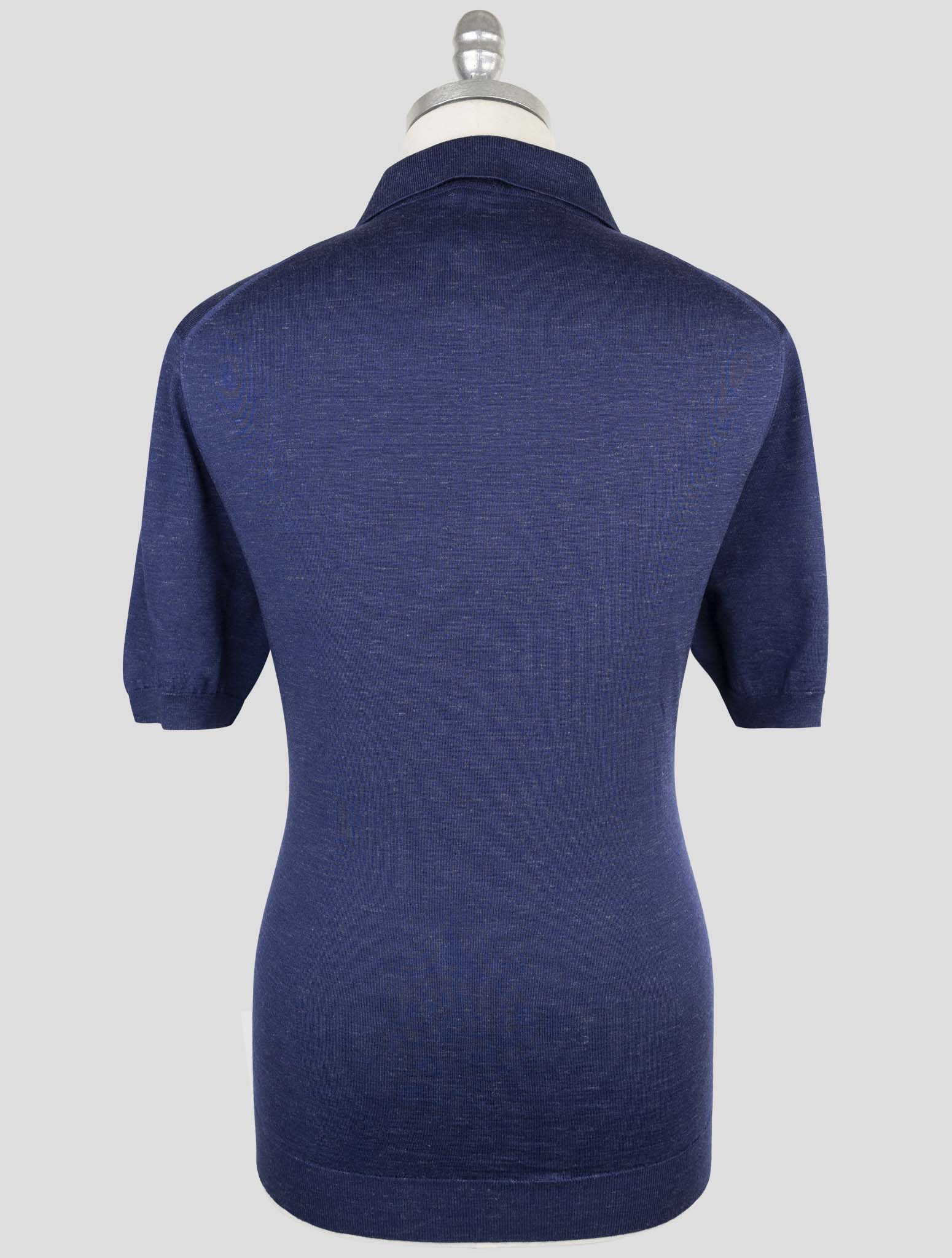 Kiton Blue Silk Cashmere Linen Polo