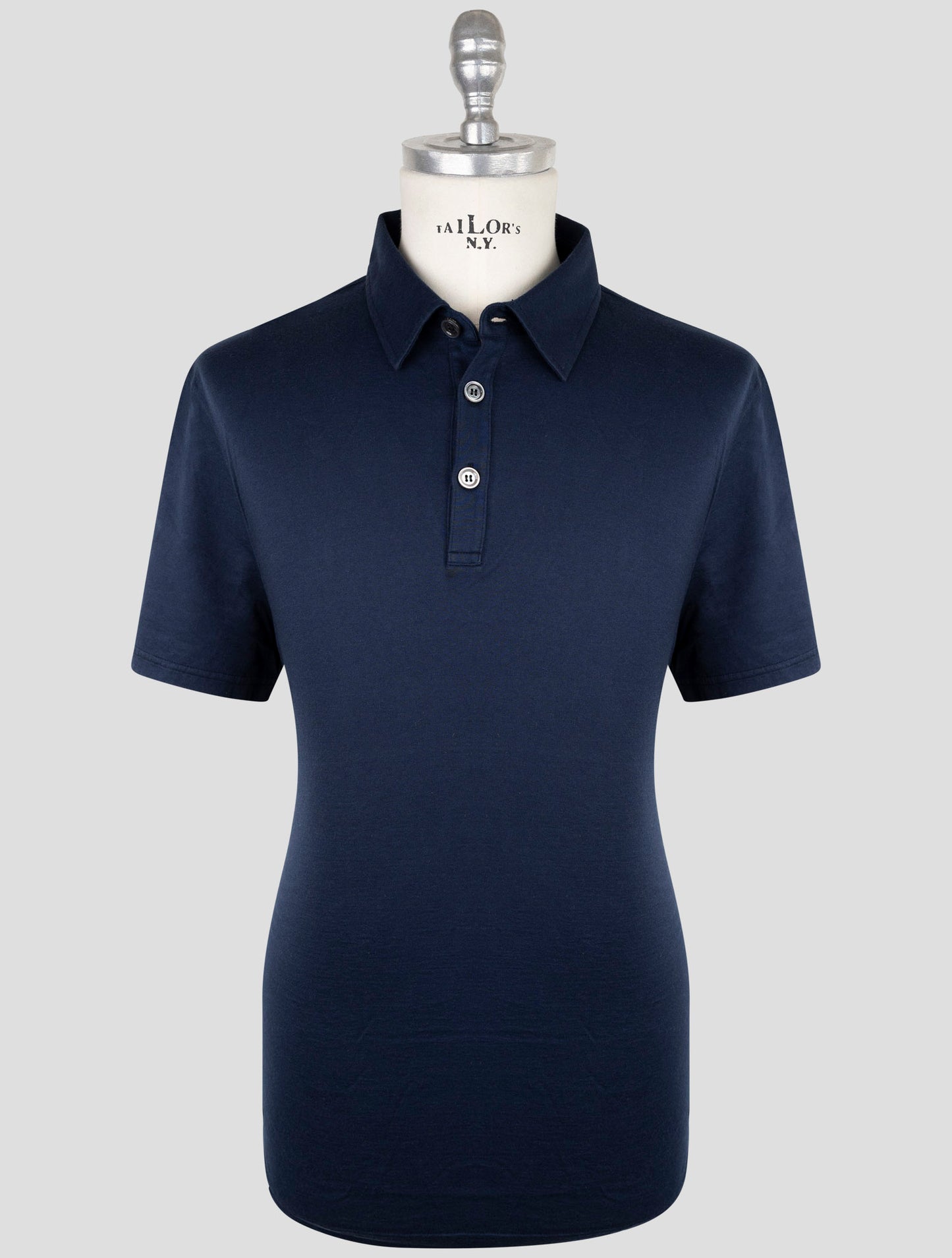 Kiton Blue Cotton Cashmere Polo