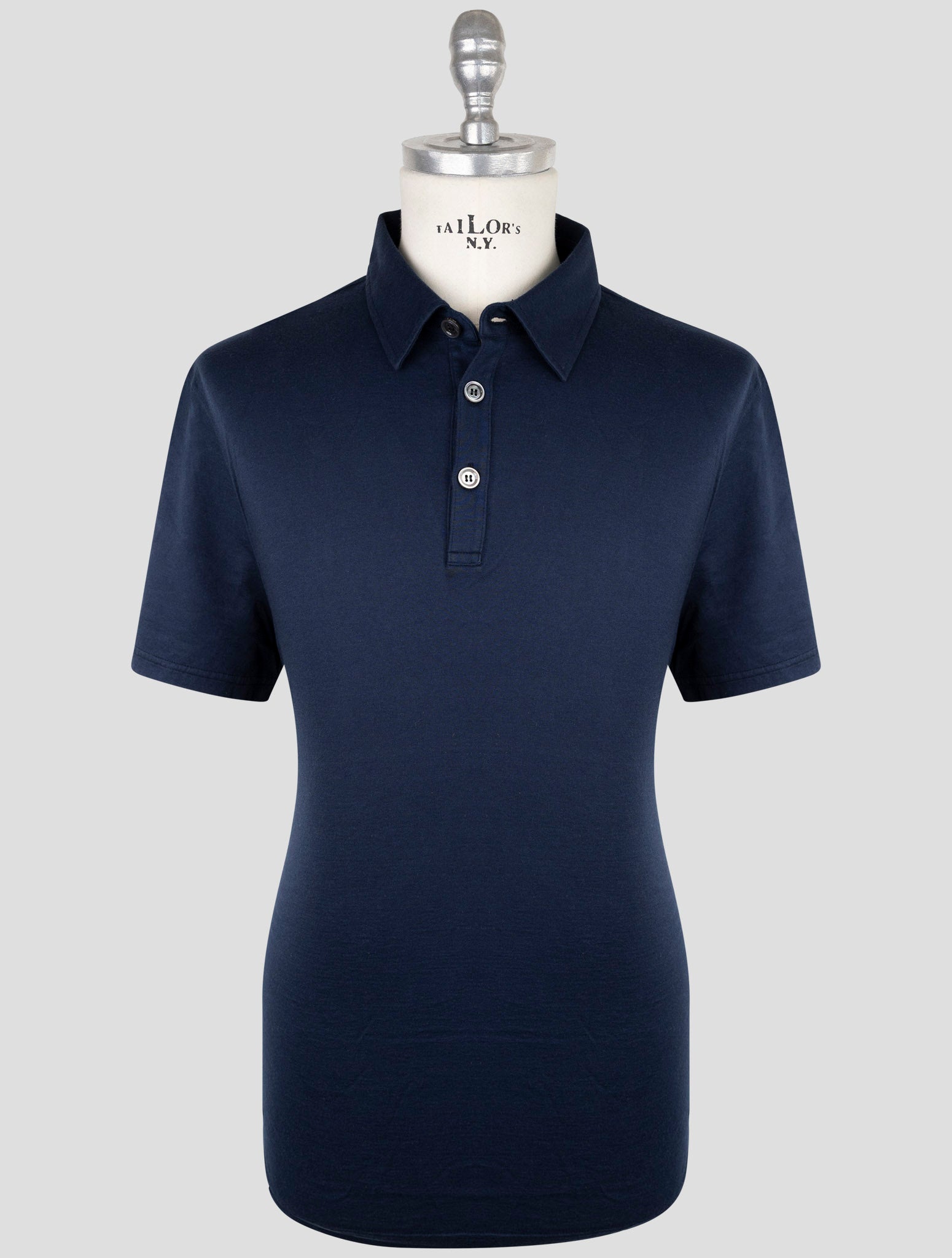 Kiton Blue Cotton Cashmere Polo