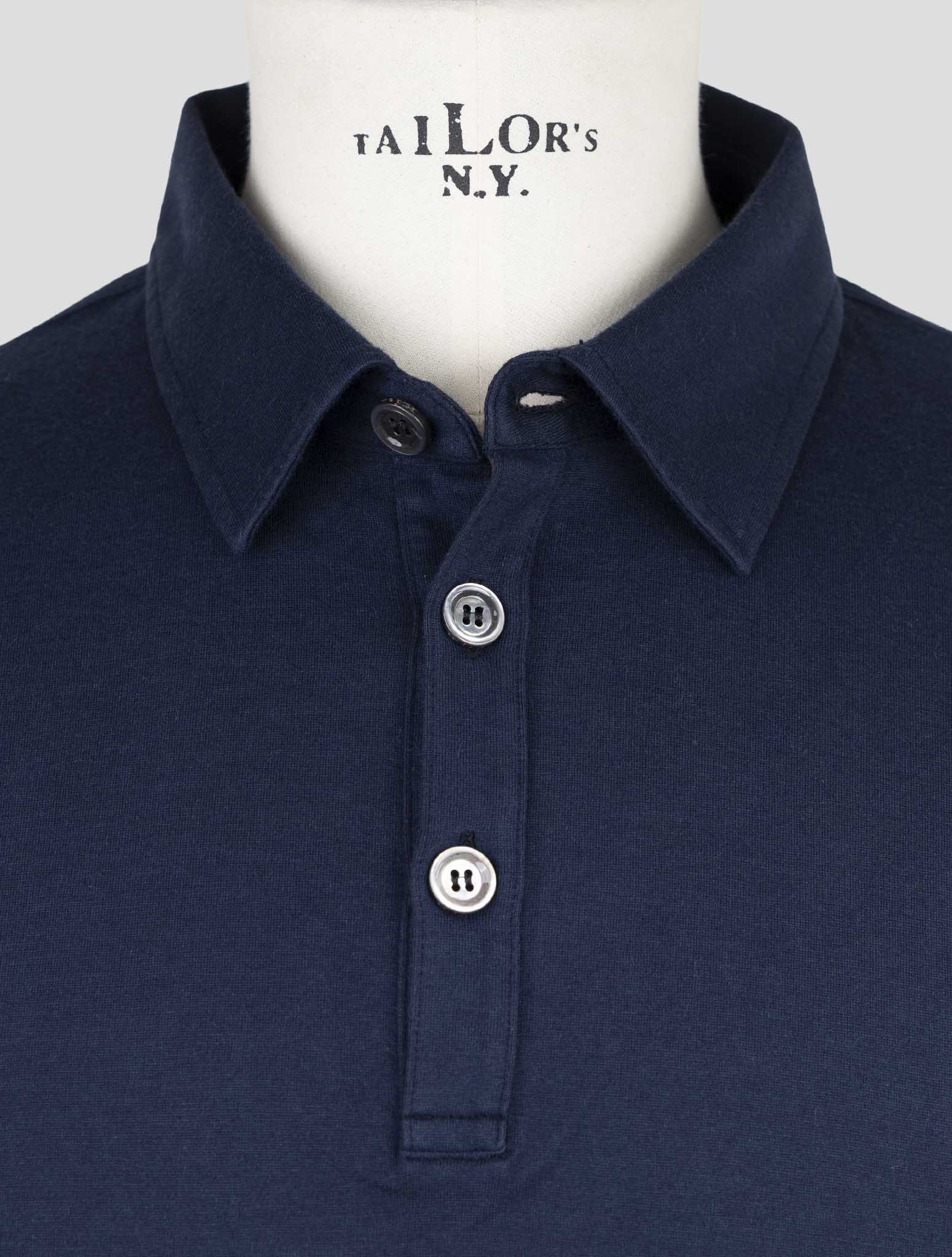 Kiton Blue Cotton Cashmere Polo