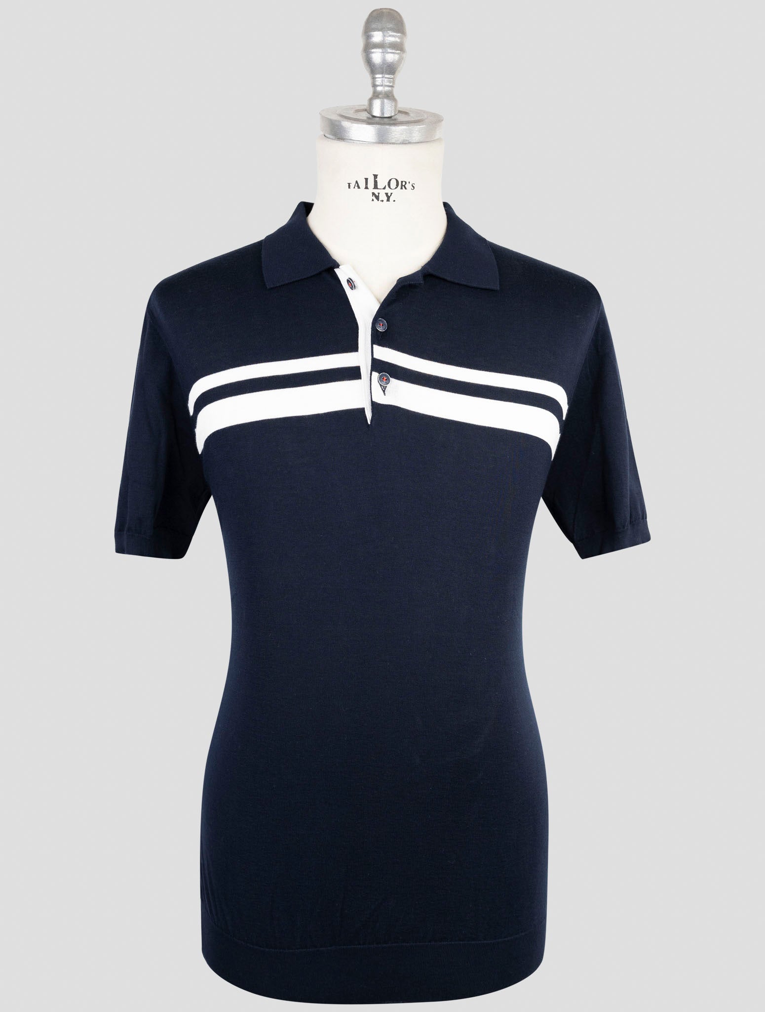 Kiton Blue Cotton Polo