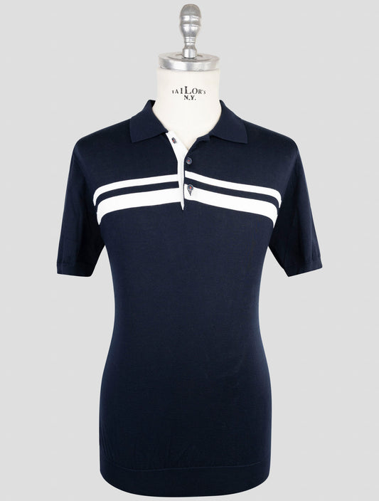 Kiton Blue Cotton Polo