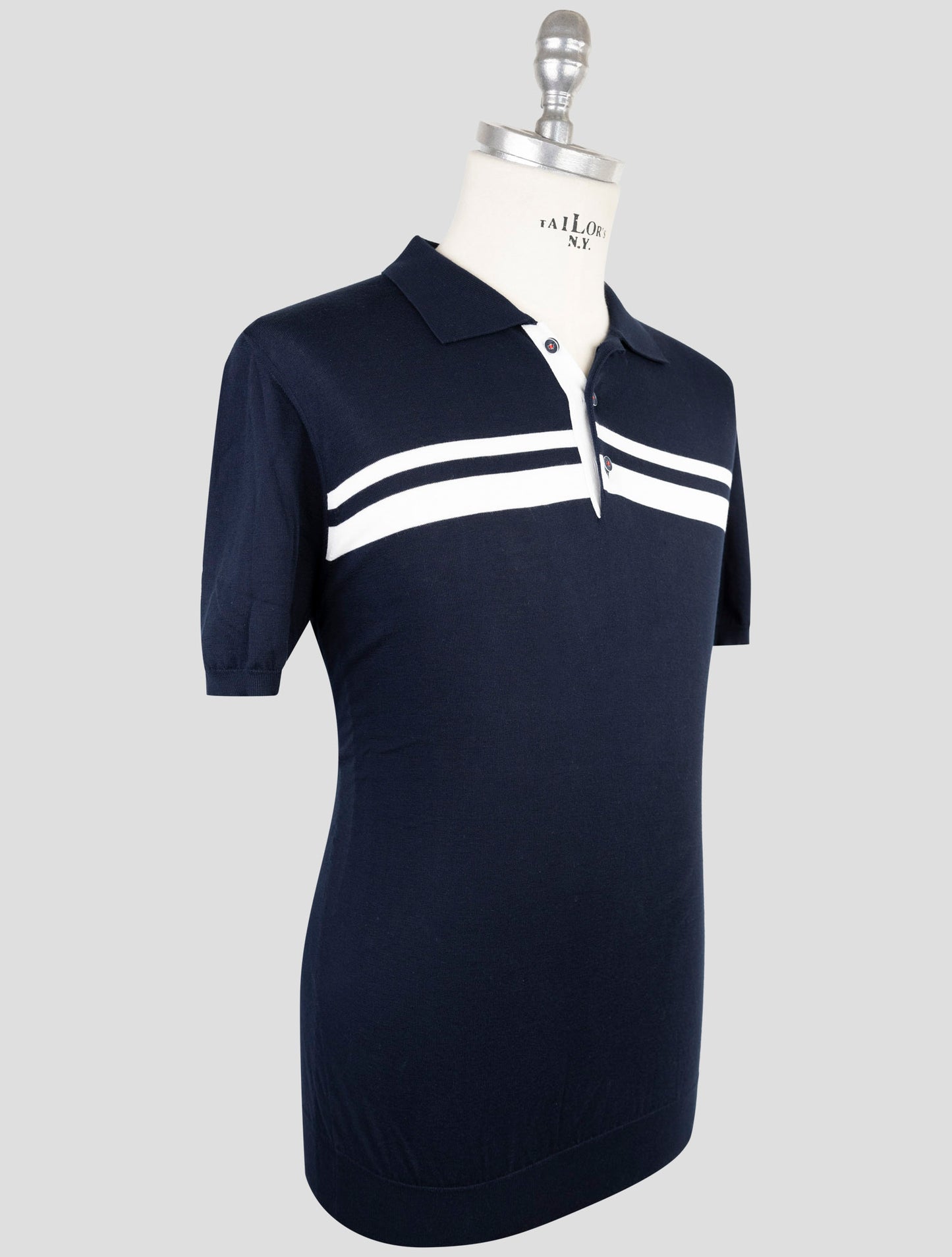 Kiton Blue Cotton Polo