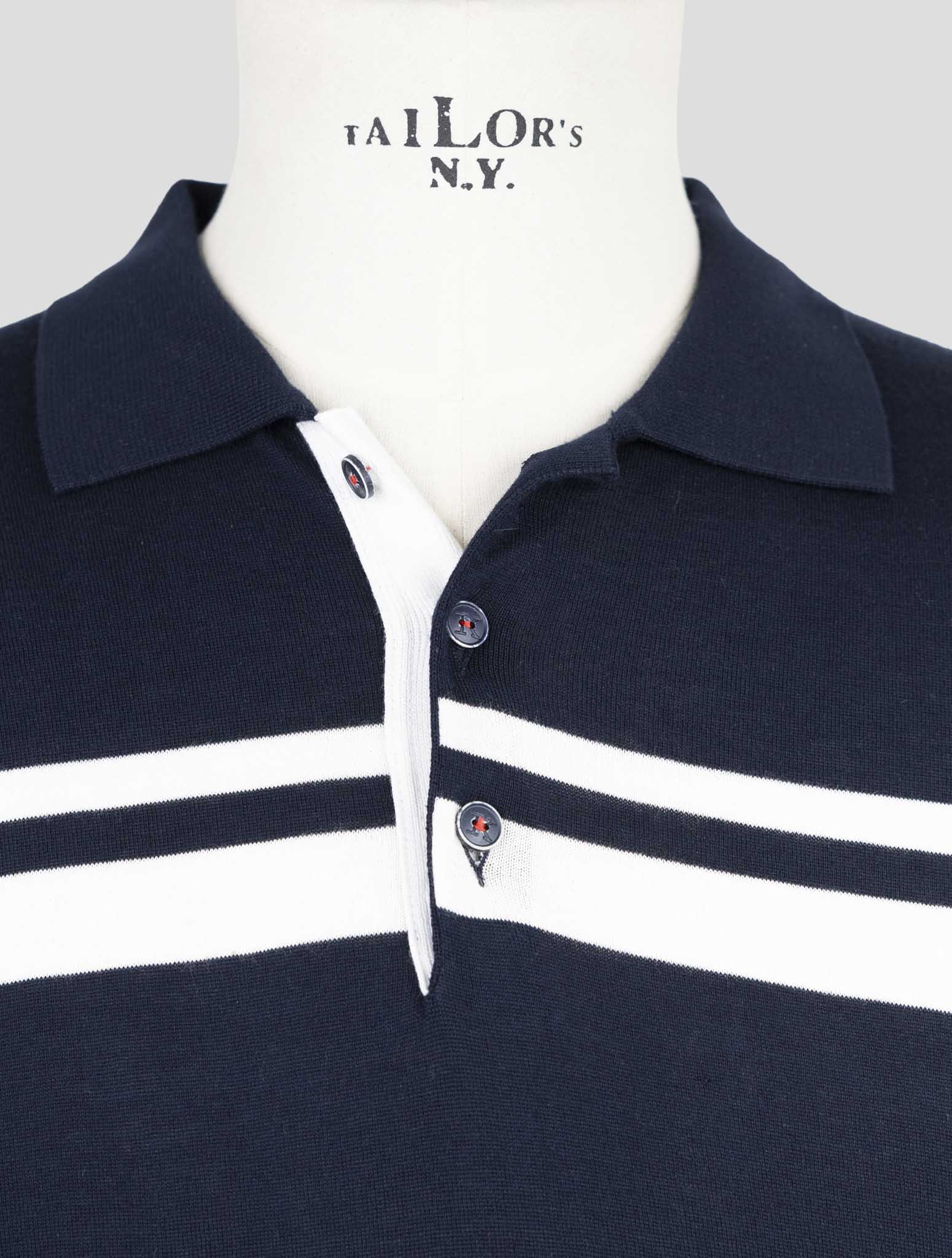 Kiton Blue Cotton Polo