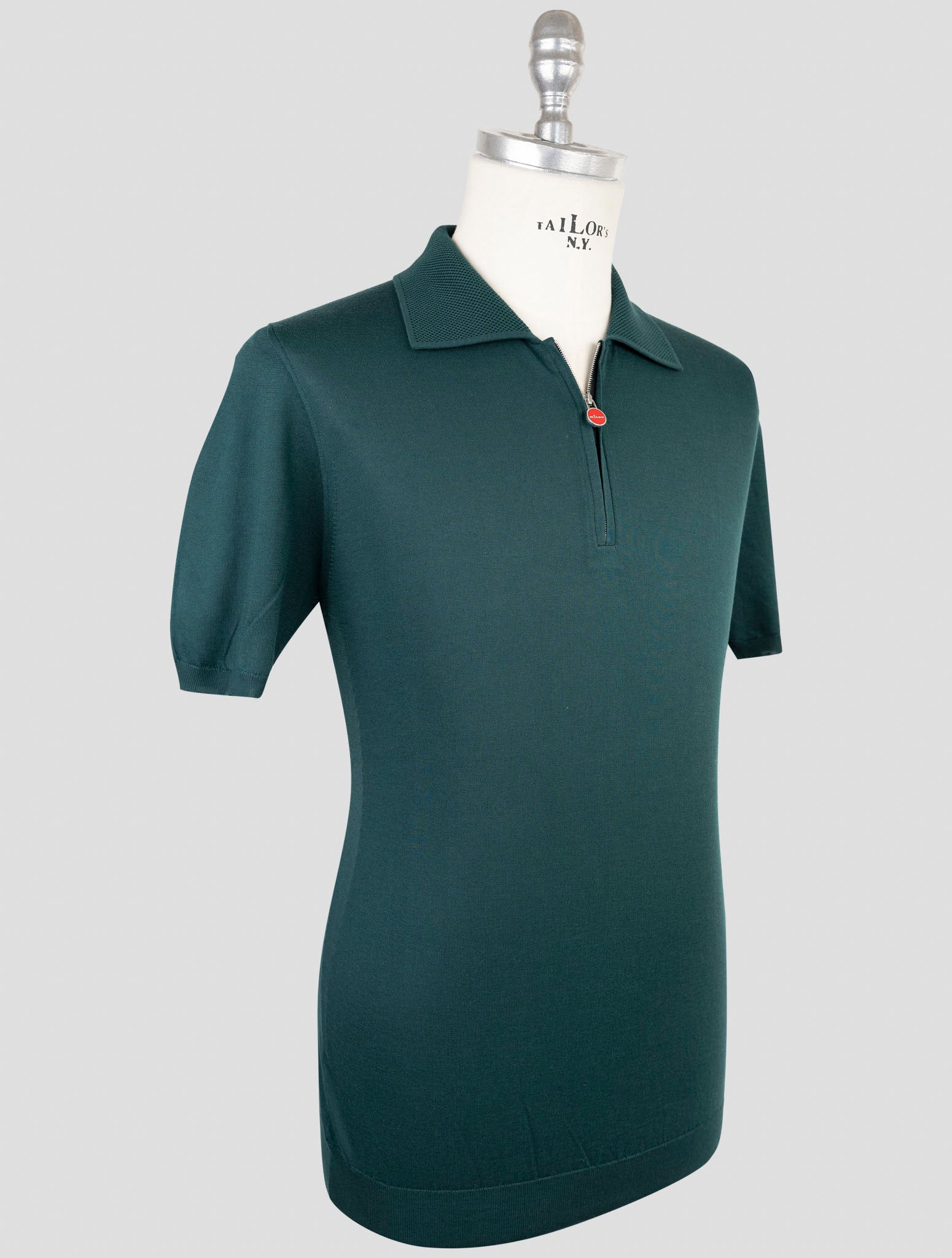Kiton Green Cotton Polo Half Zip