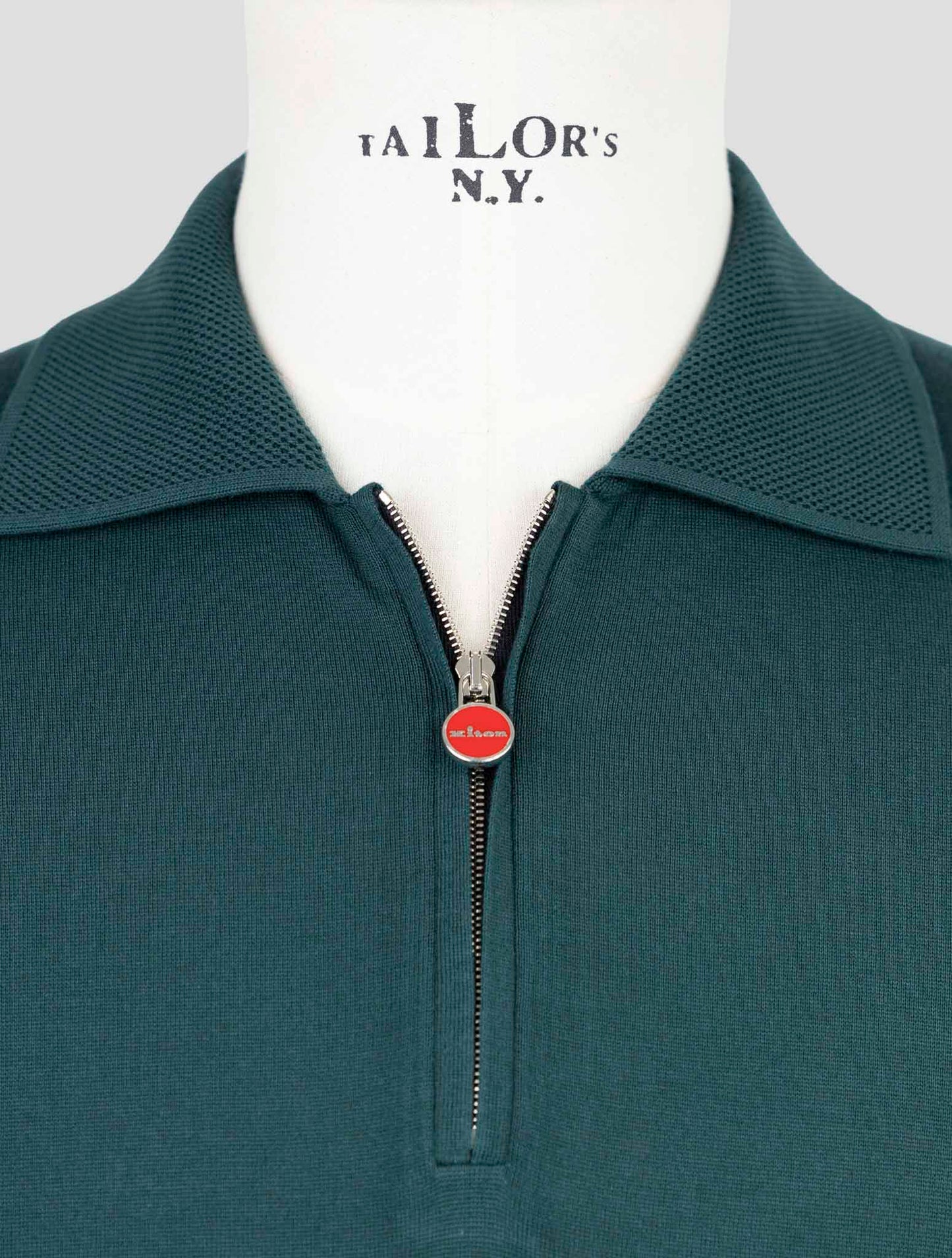 Kiton Green Cotton Polo Half Zip