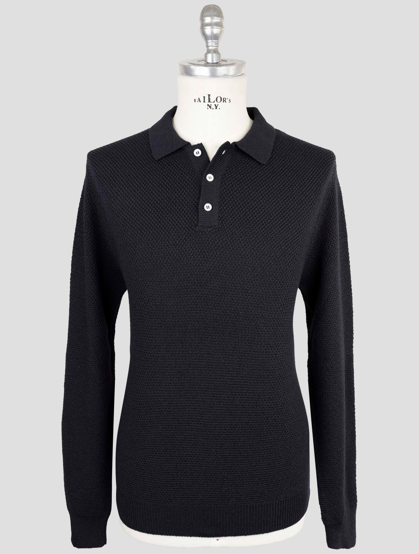 Kiton Blue Cotton Silk Sweater Polo