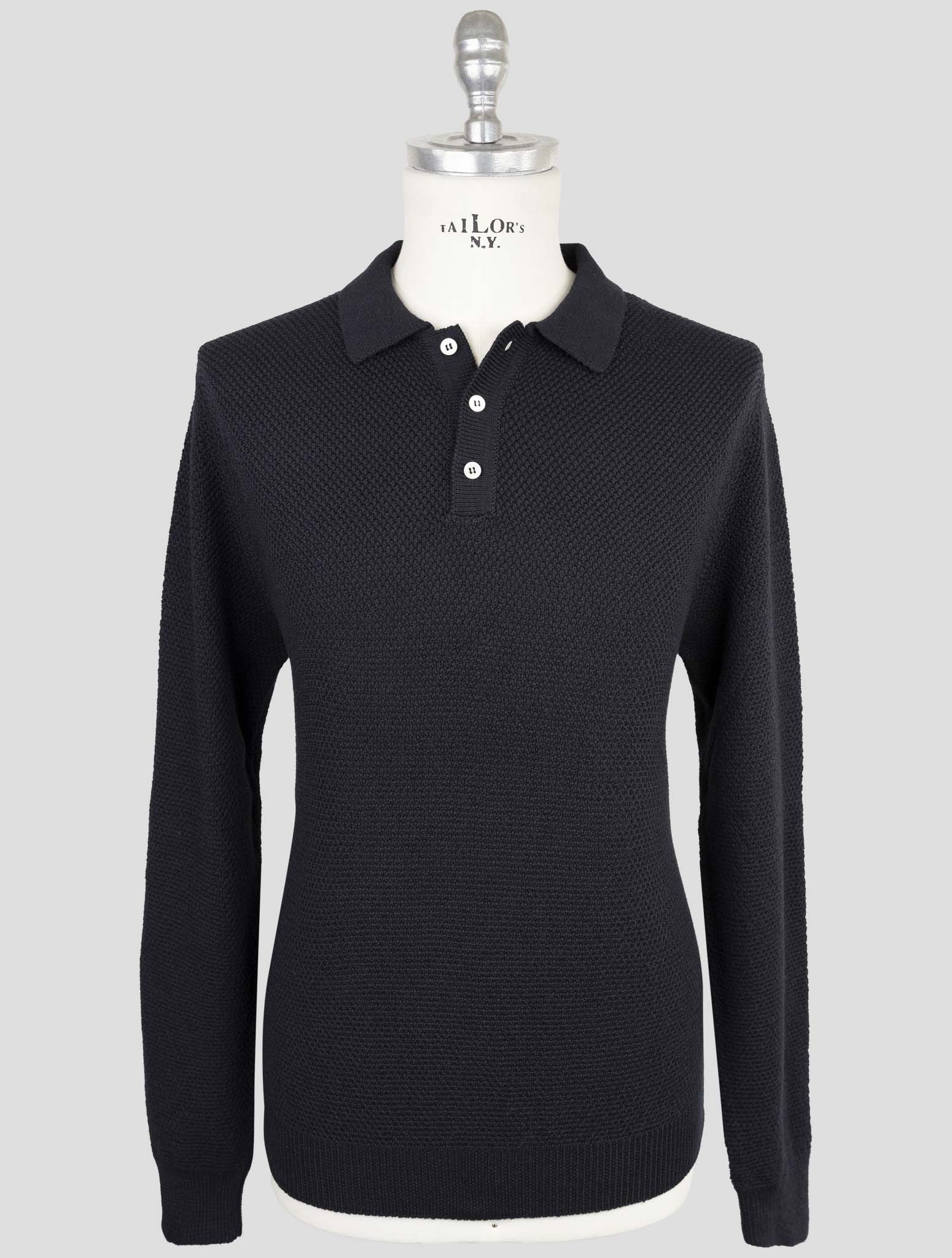 Kiton Blue Cotton Silk Sweater Polo