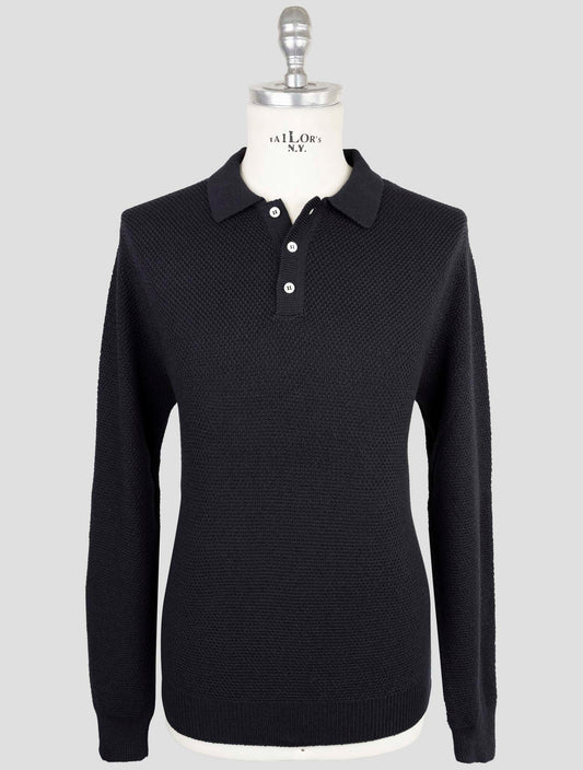 Kiton Blue Cotton Silk Sweater Polo