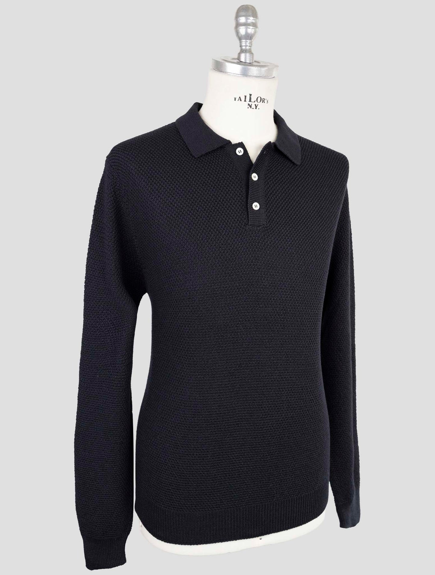 Kiton Blue Cotton Silk Sweater Polo
