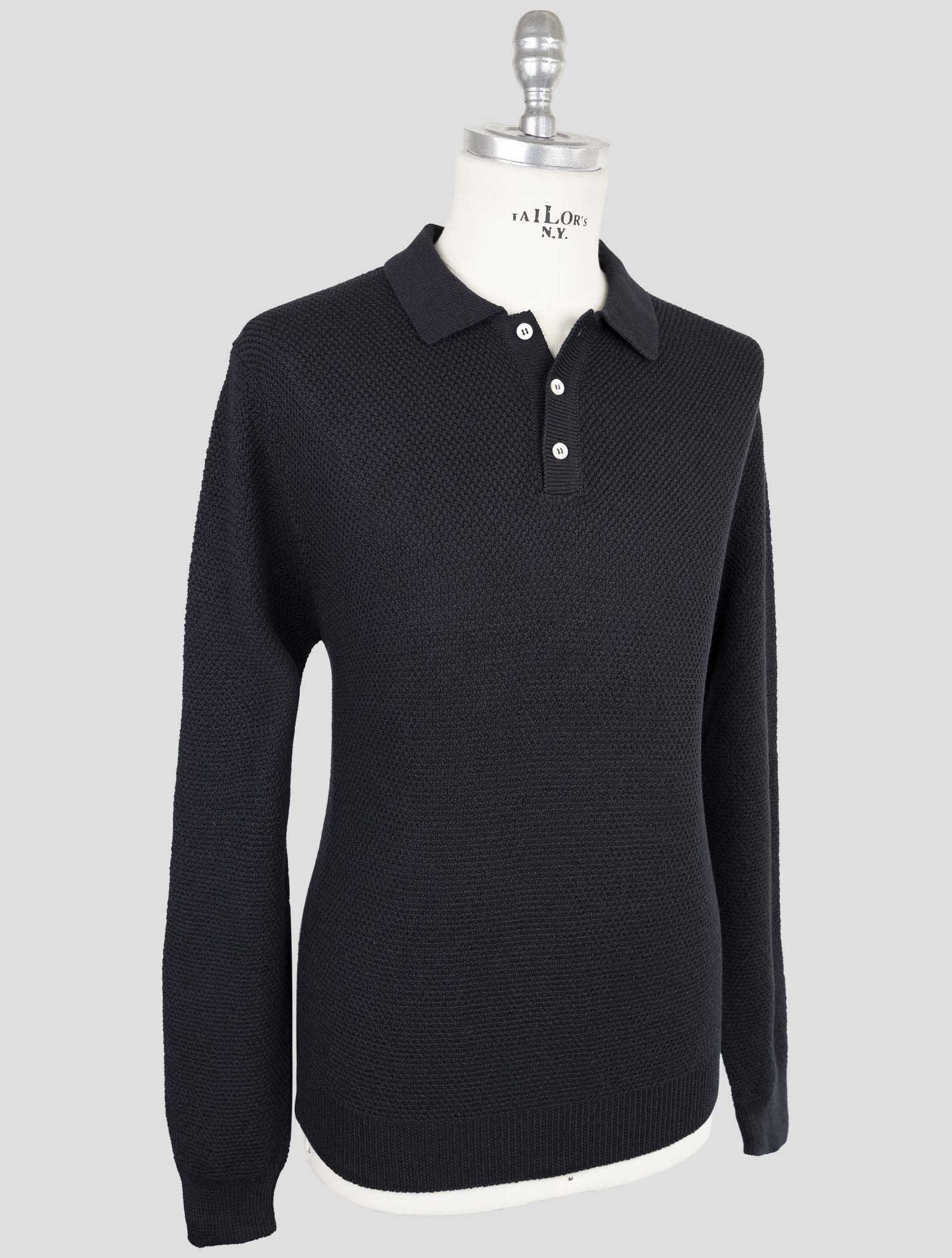 Kiton Blue Cotton Silk Sweater Polo