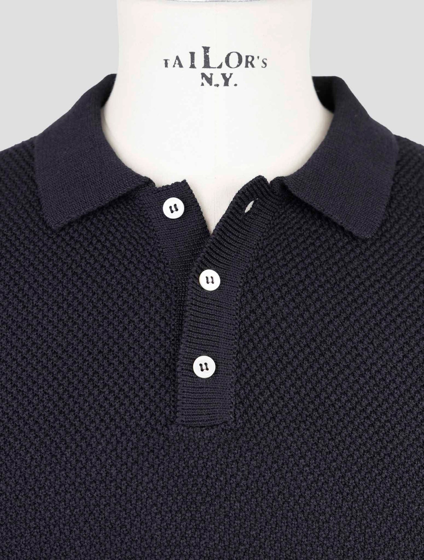 Kiton Blue Cotton Silk Sweater Polo