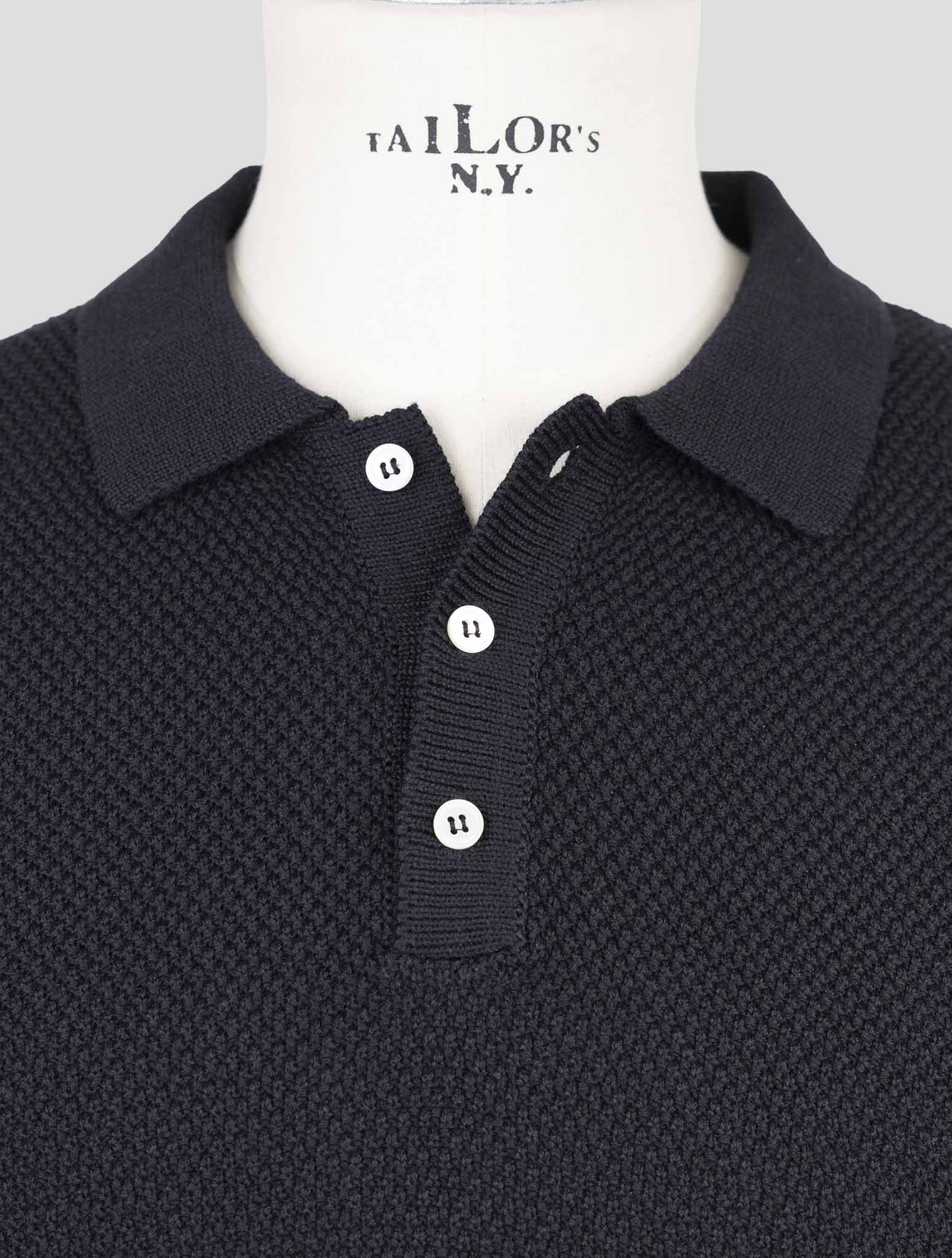 Kiton Blue Cotton Silk Sweater Polo