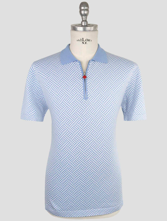 Kiton Light Blue White Cotton Polo