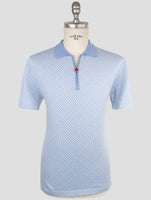 Kiton Light Blue White Cotton Polo