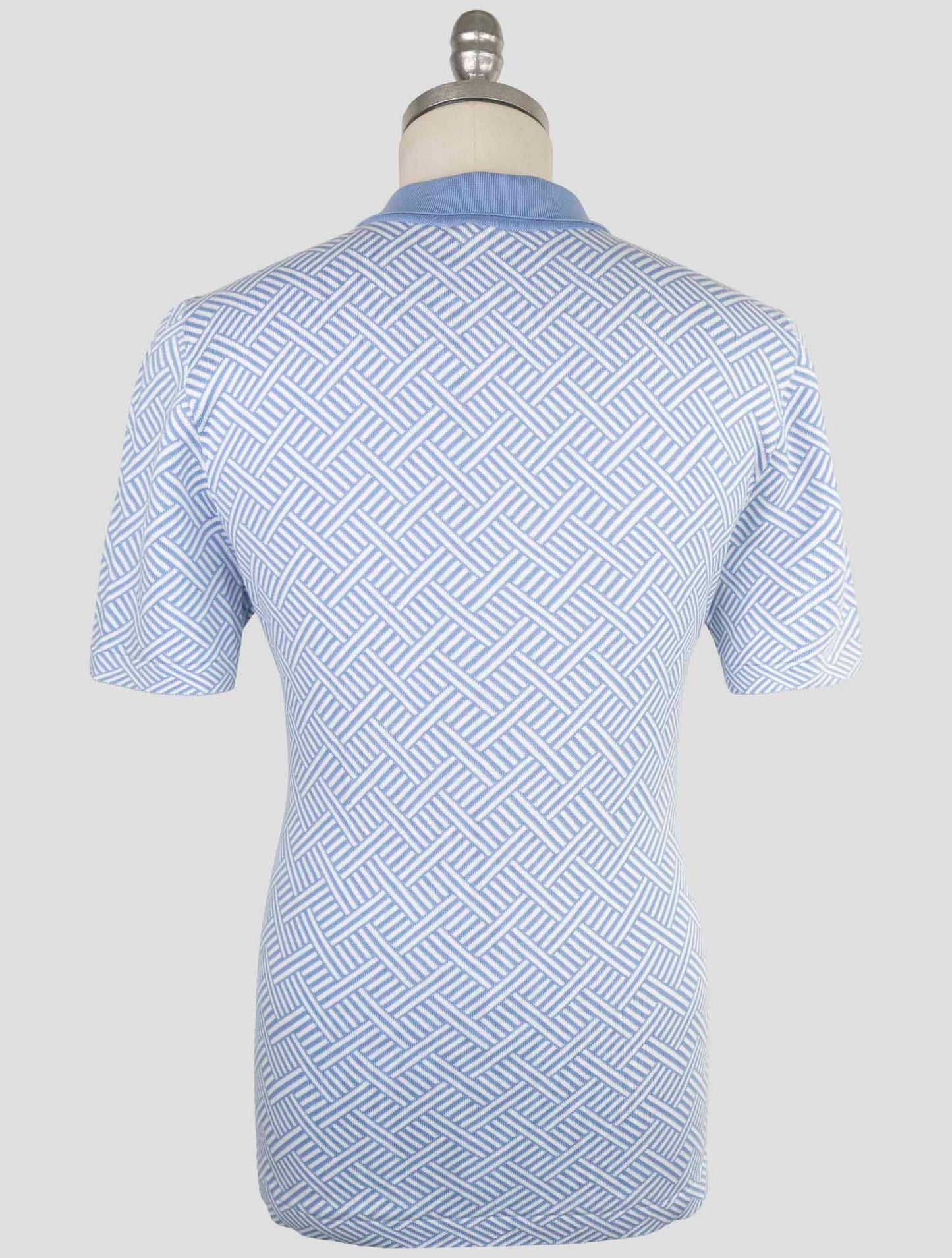 Kiton Light Blue White Cotton Polo