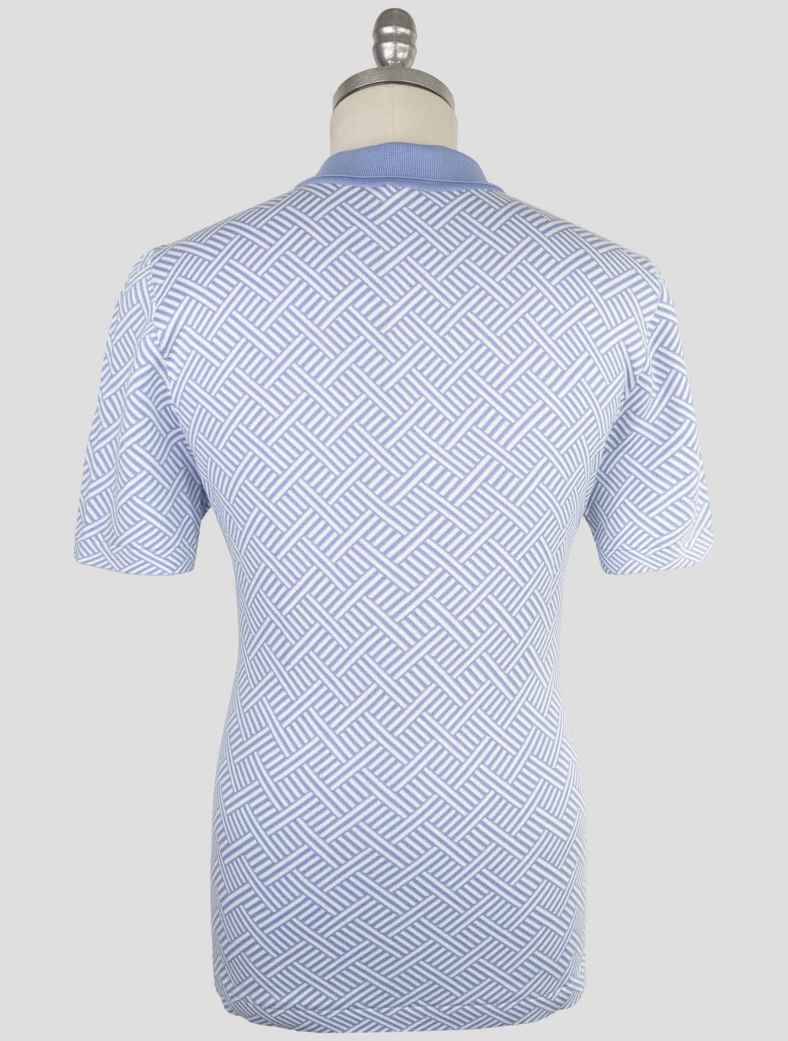 Kiton Light Blue White Cotton Polo