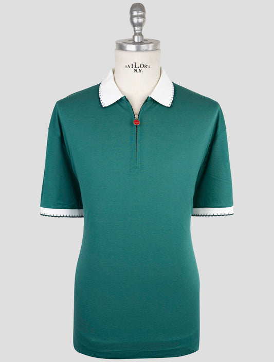 Kiton Green Cotton Polo Half Zip