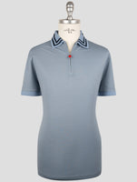 Kiton Light Blue Cotton Polo Half Zip