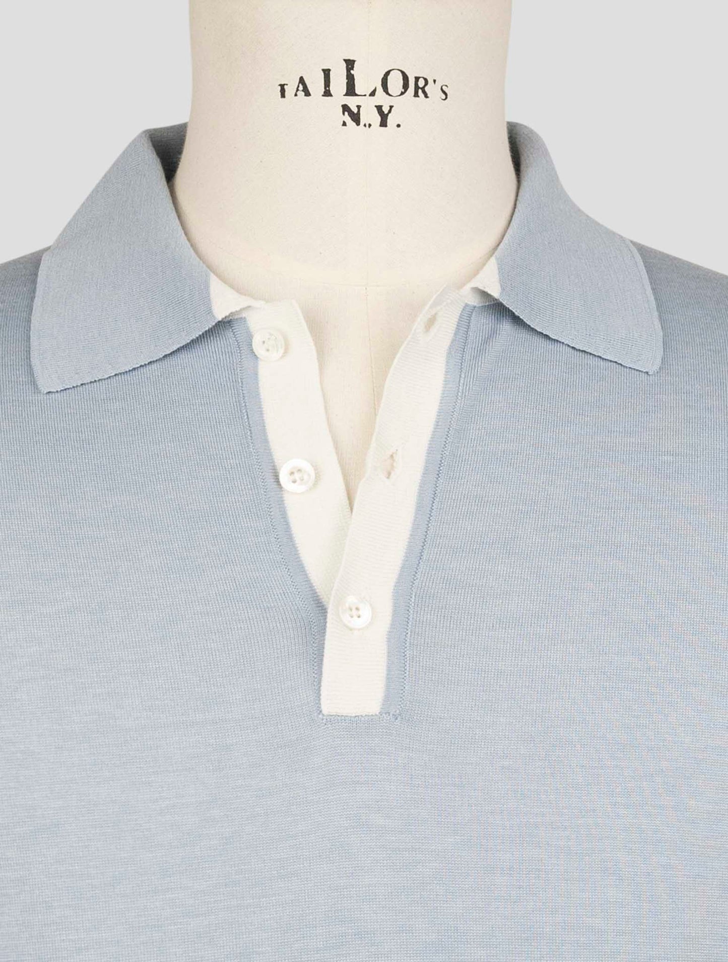 Kiton Light Blue Silk Cotton Polo