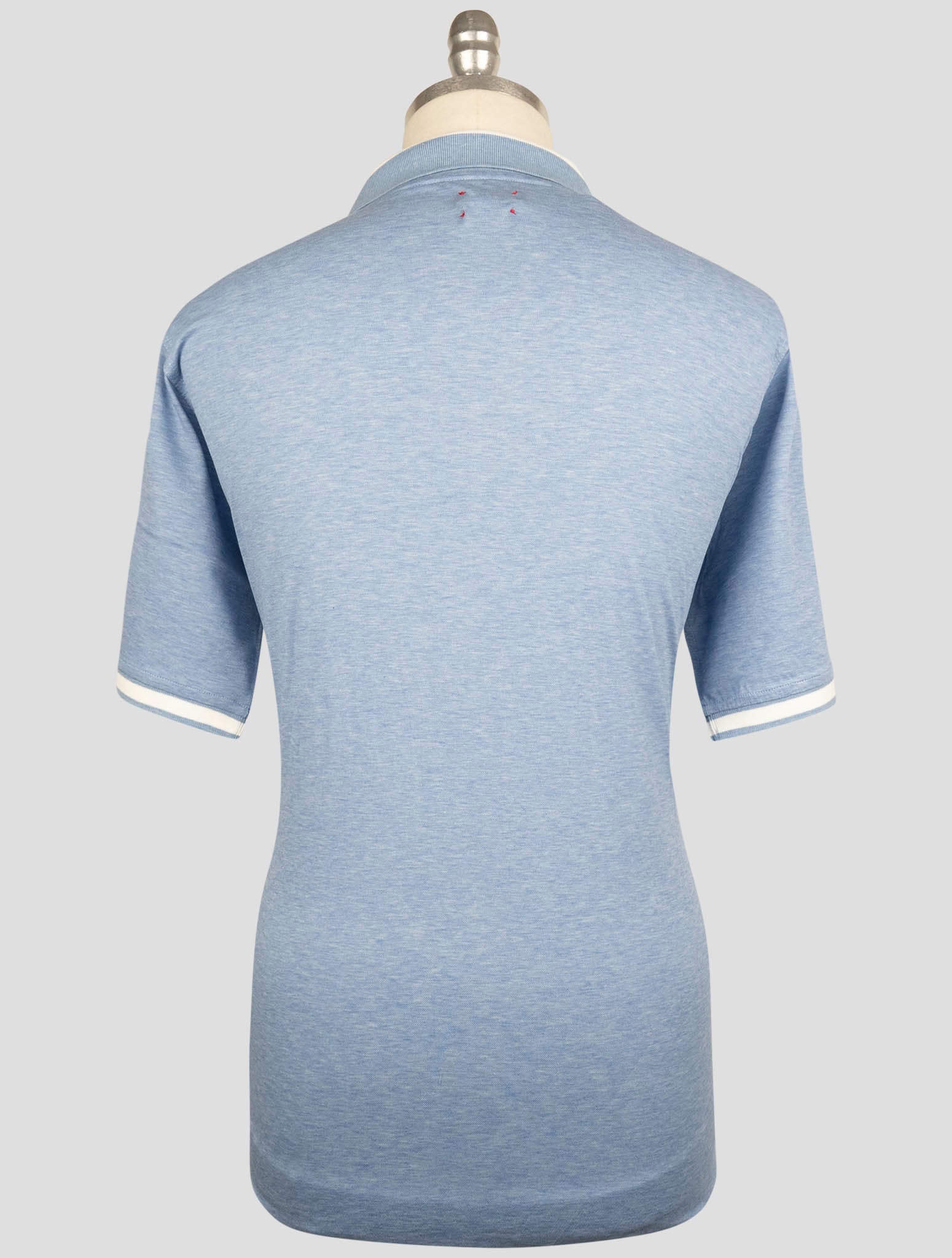 Kiton Light Blue Cotton Polo Half Zip