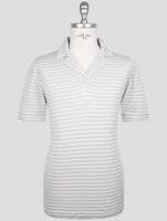 Kiton Light Gray White Cotton Polo