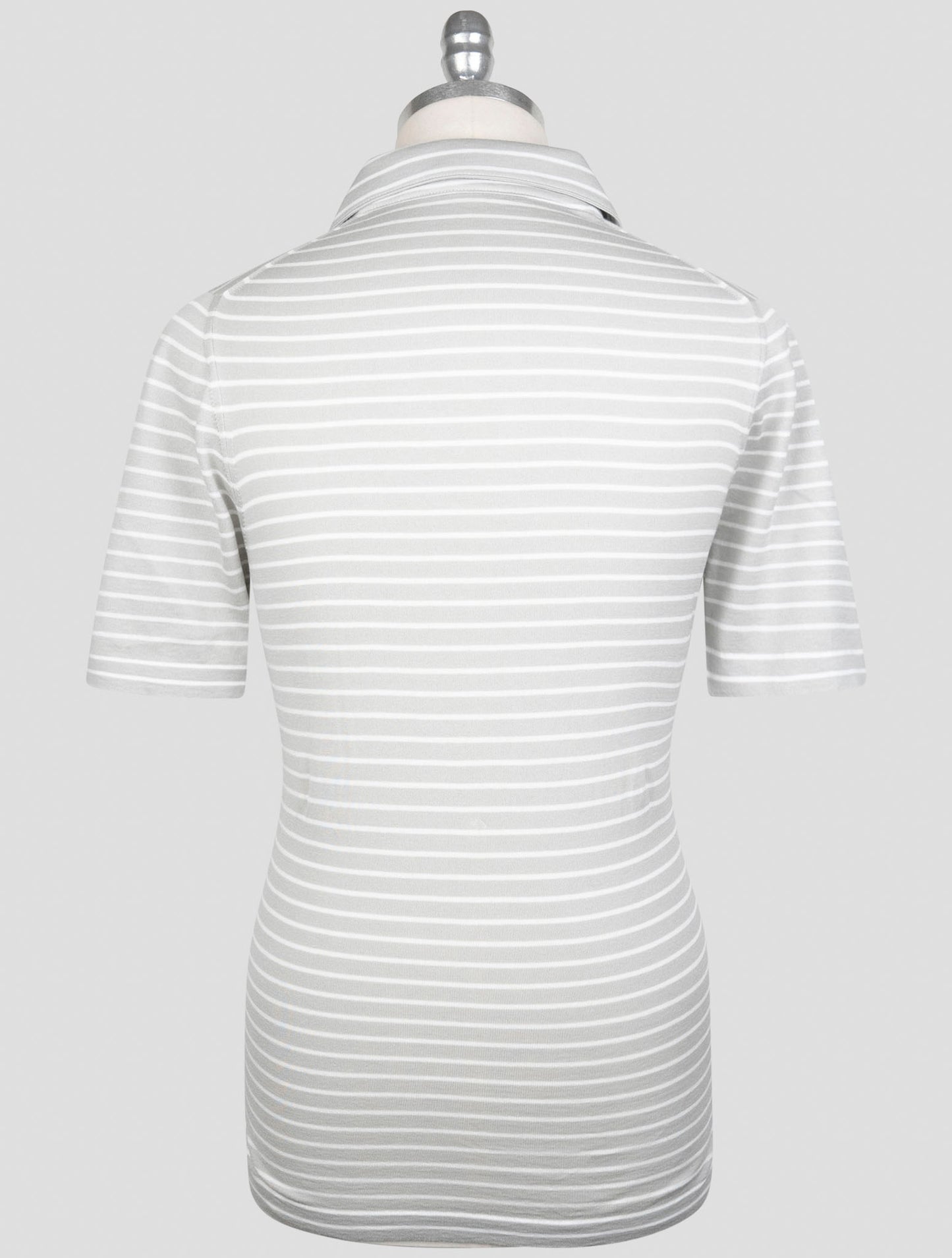Kiton Light Gray White Cotton Polo