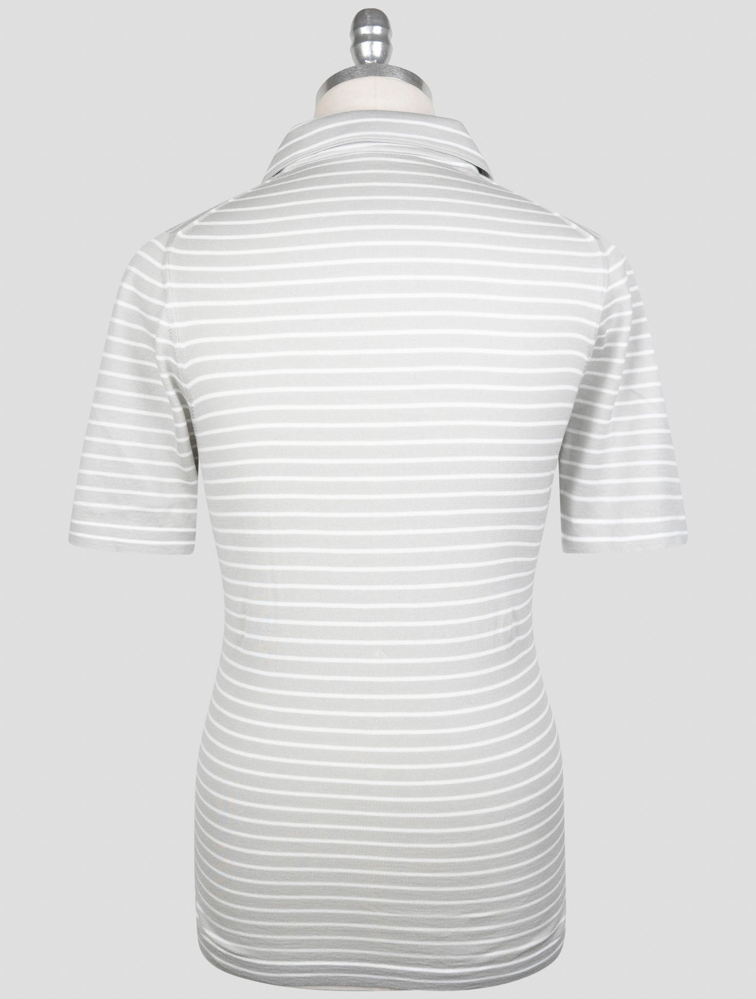 Kiton Light Gray White Cotton Polo