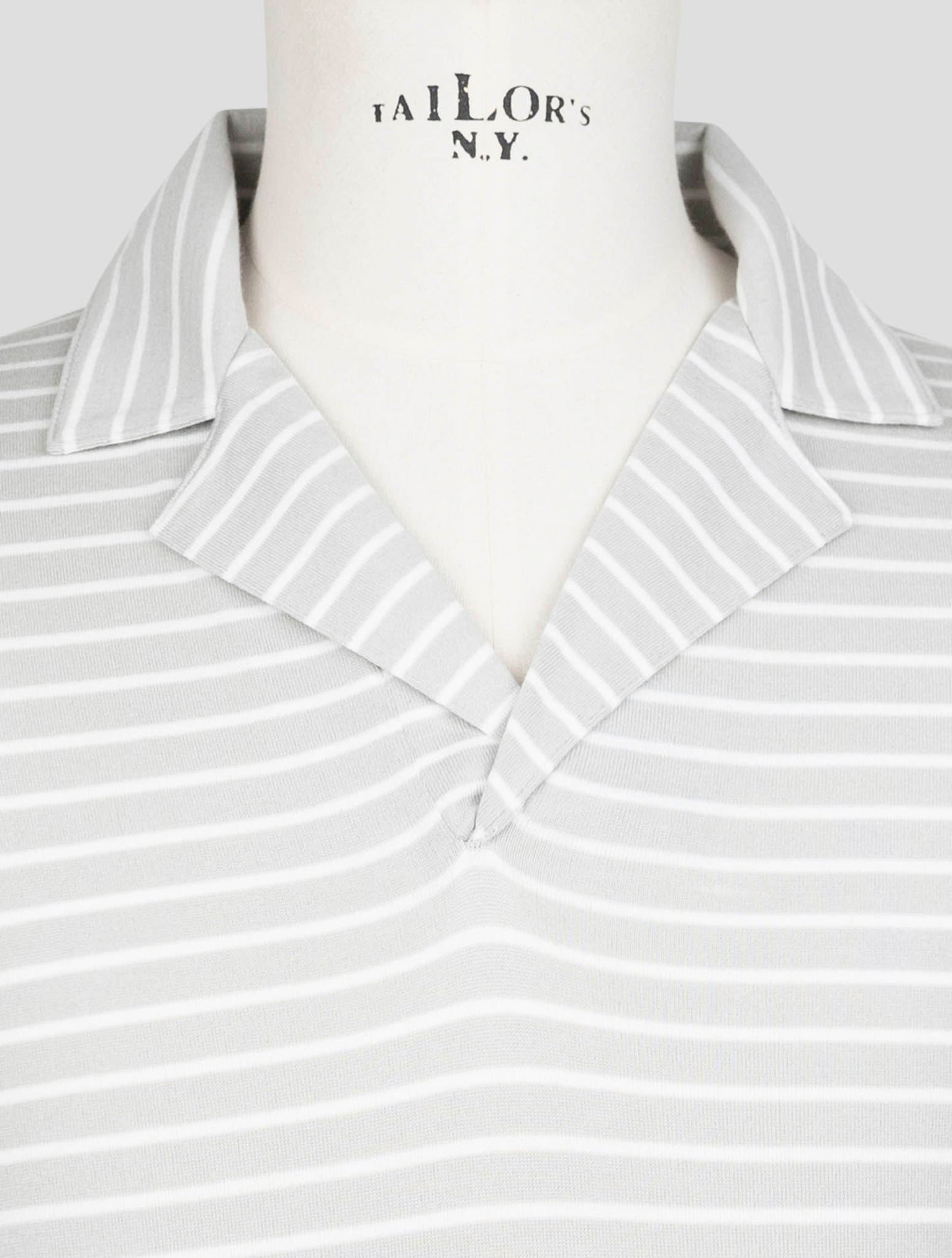 Kiton Light Gray White Cotton Polo