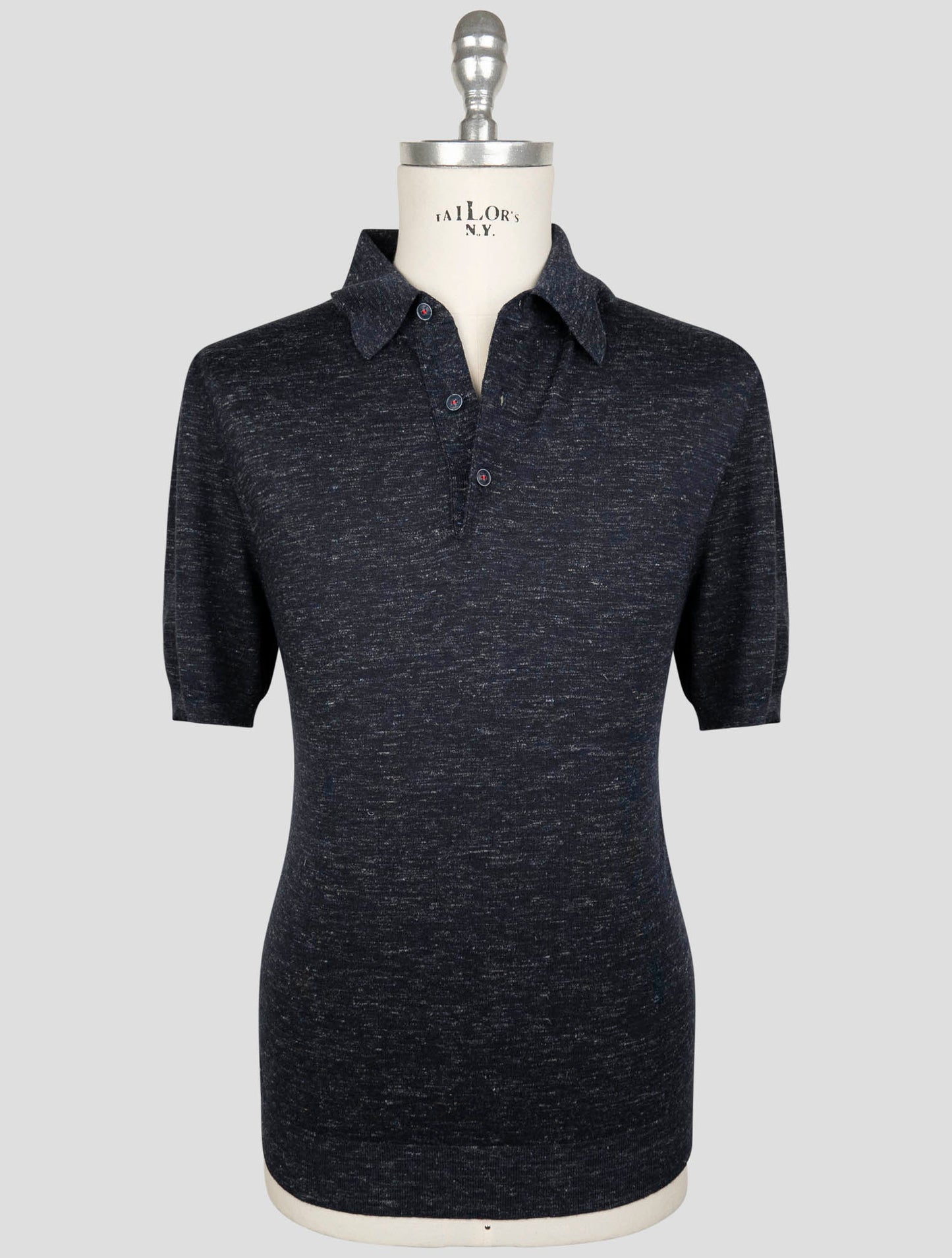 Kiton Blue Silk Cashmere Linen Polo