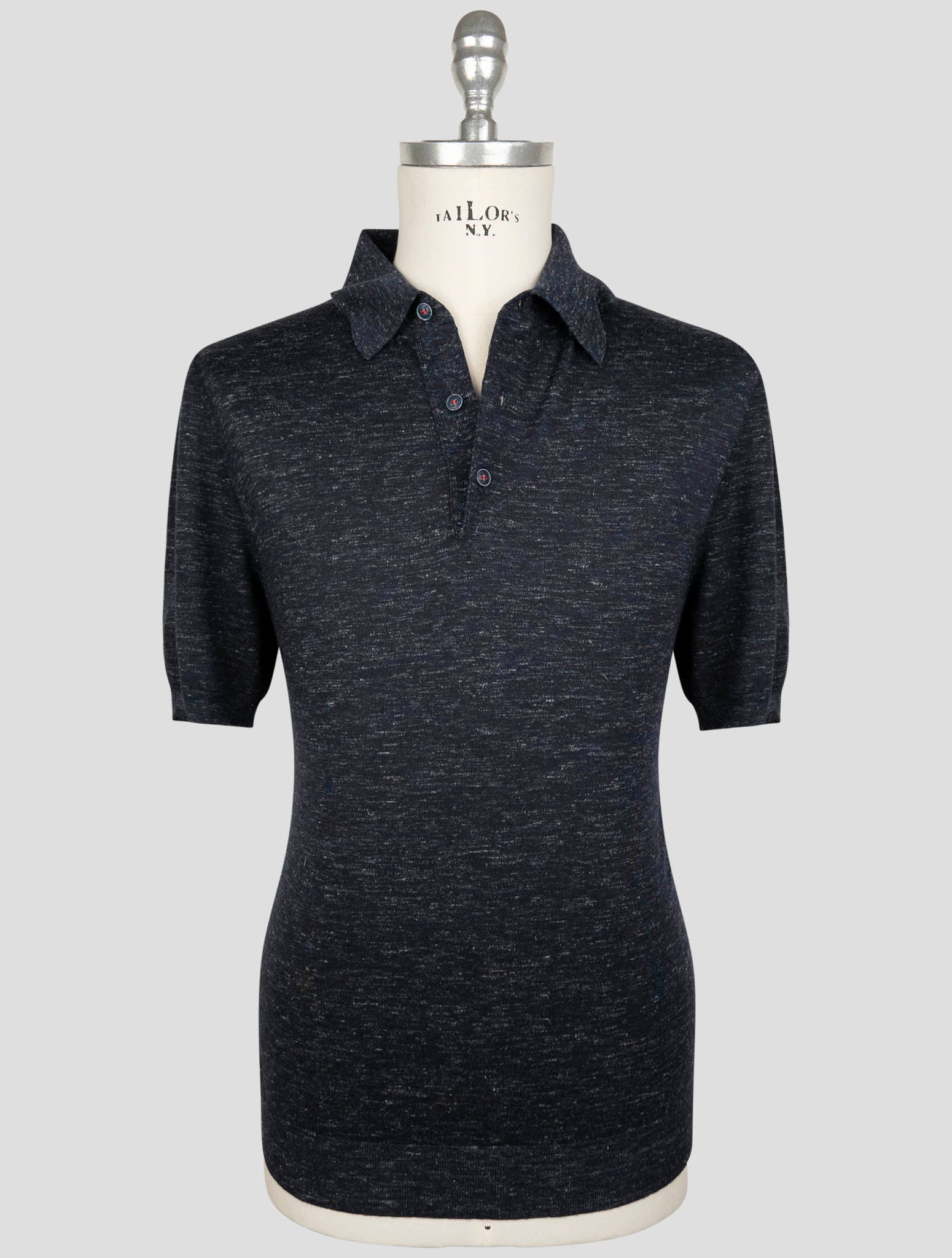 Kiton Blue Silk Cashmere Linen Polo