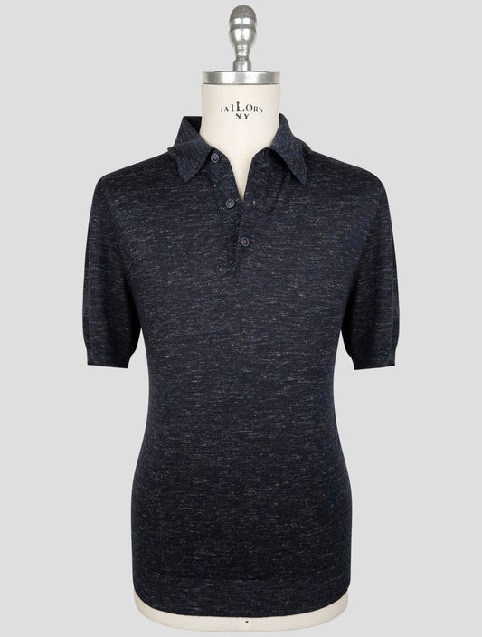 Kiton Blue Silk Cashmere Linen Polo