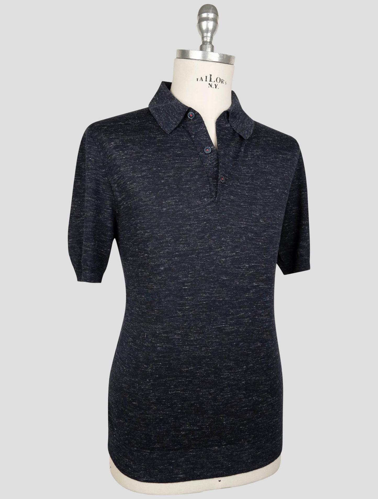Kiton Blue Silk Cashmere Linen Polo