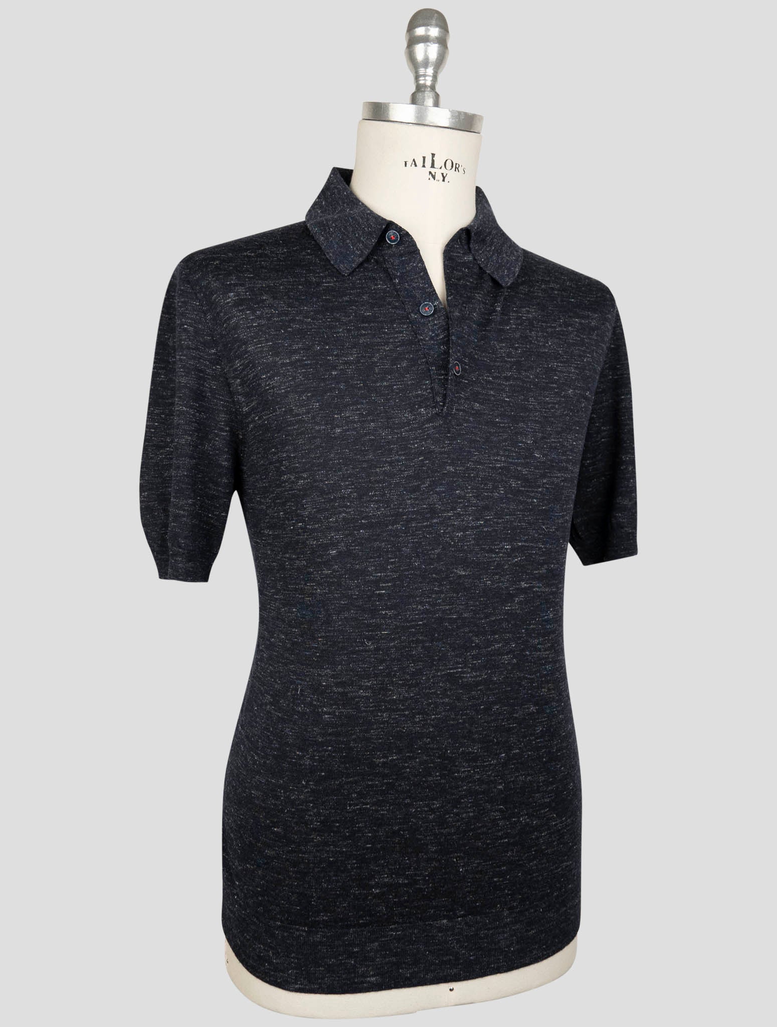Kiton Blue Silk Cashmere Linen Polo