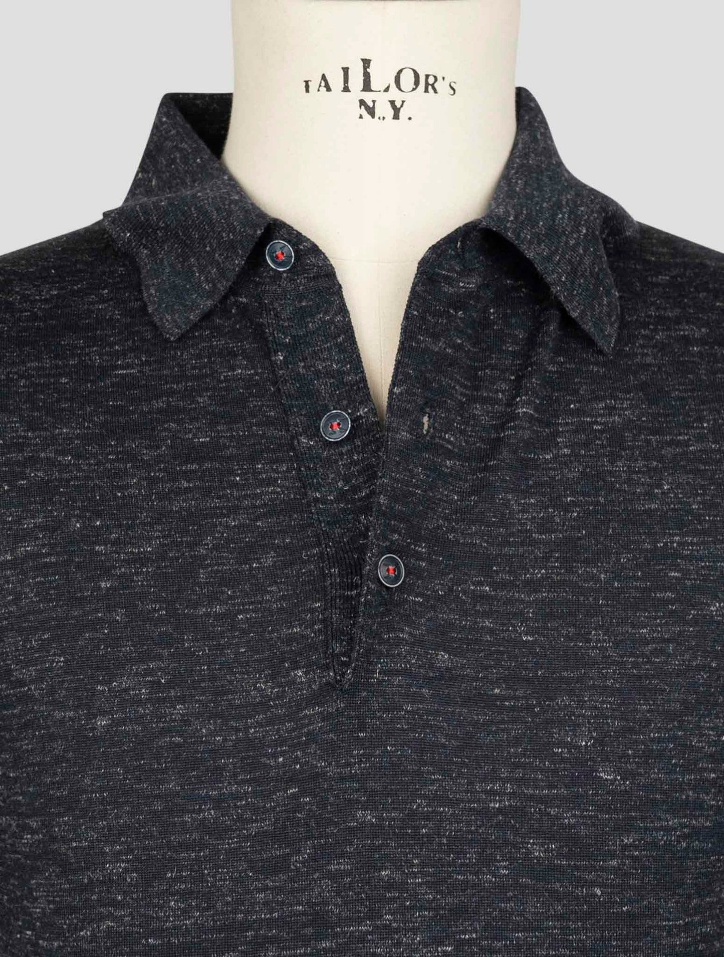 Kiton Blue Silk Cashmere Linen Polo