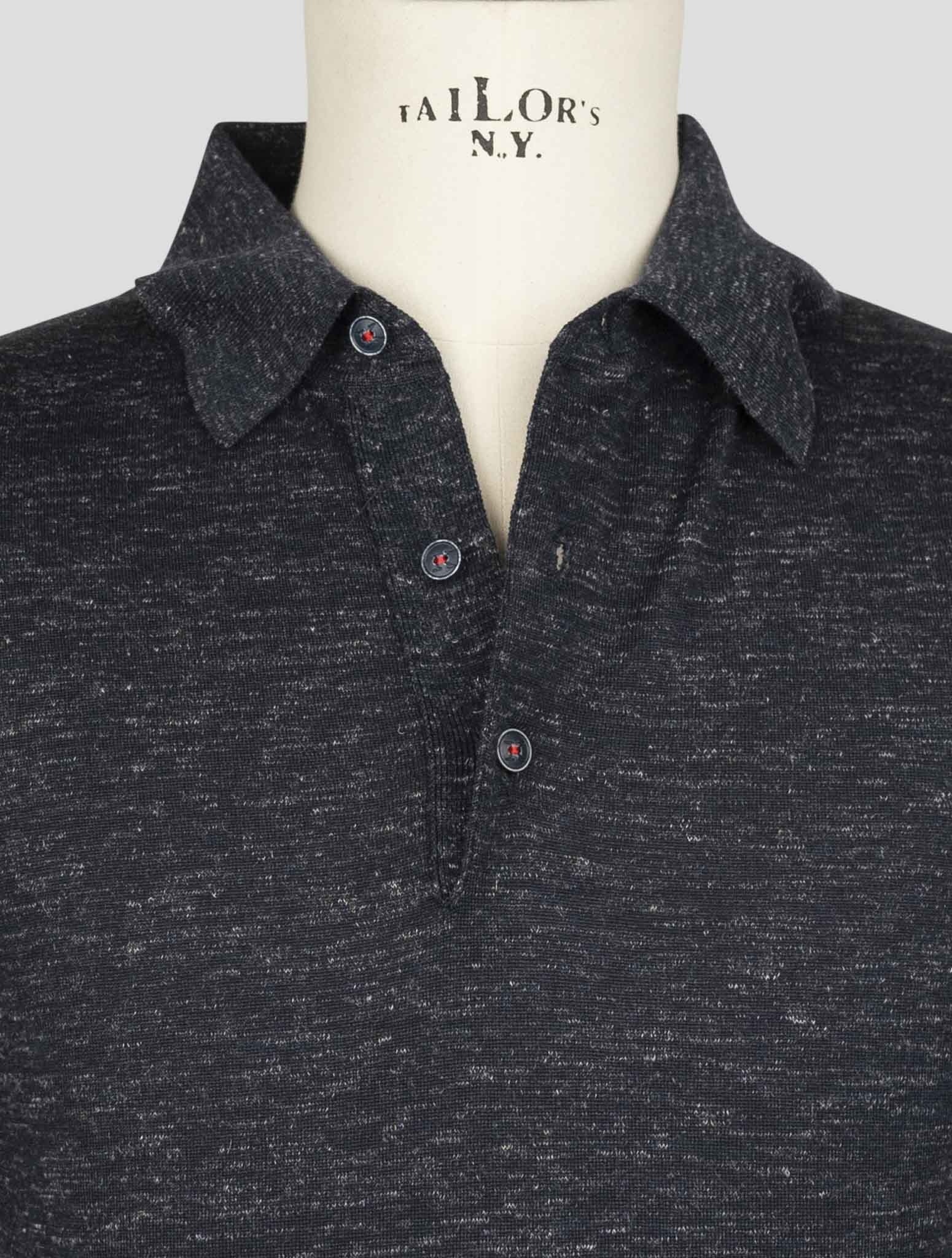 Kiton Blue Silk Cashmere Linen Polo