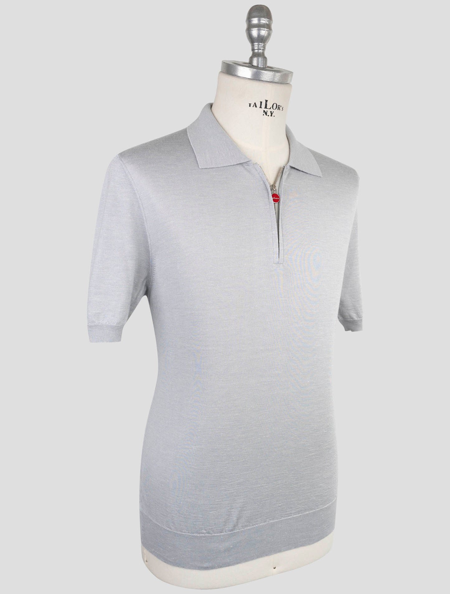 Kiton Gray Silk Cashmere Linen Polo Half Zip