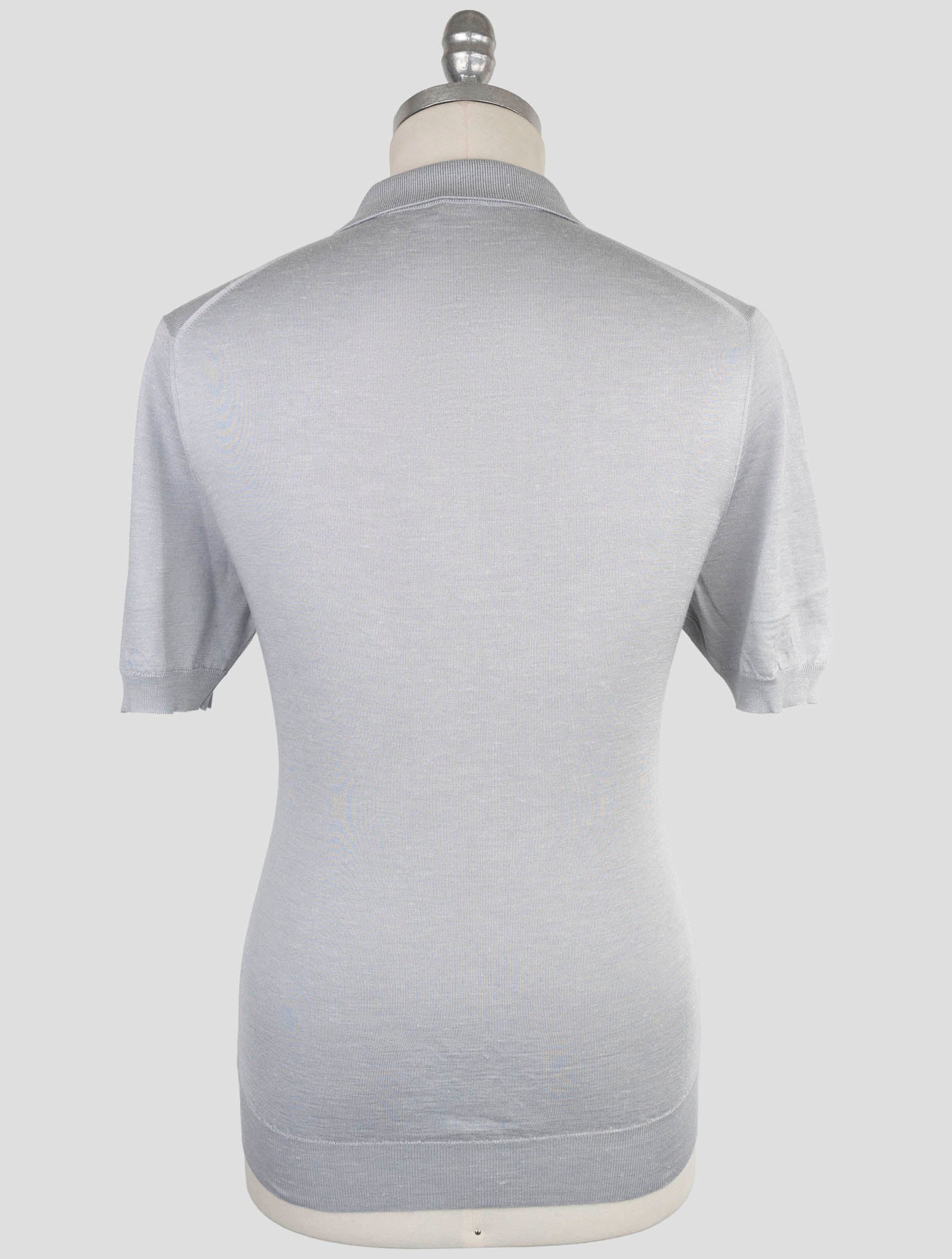 Kiton Gray Silk Cashmere Linen Polo Half Zip