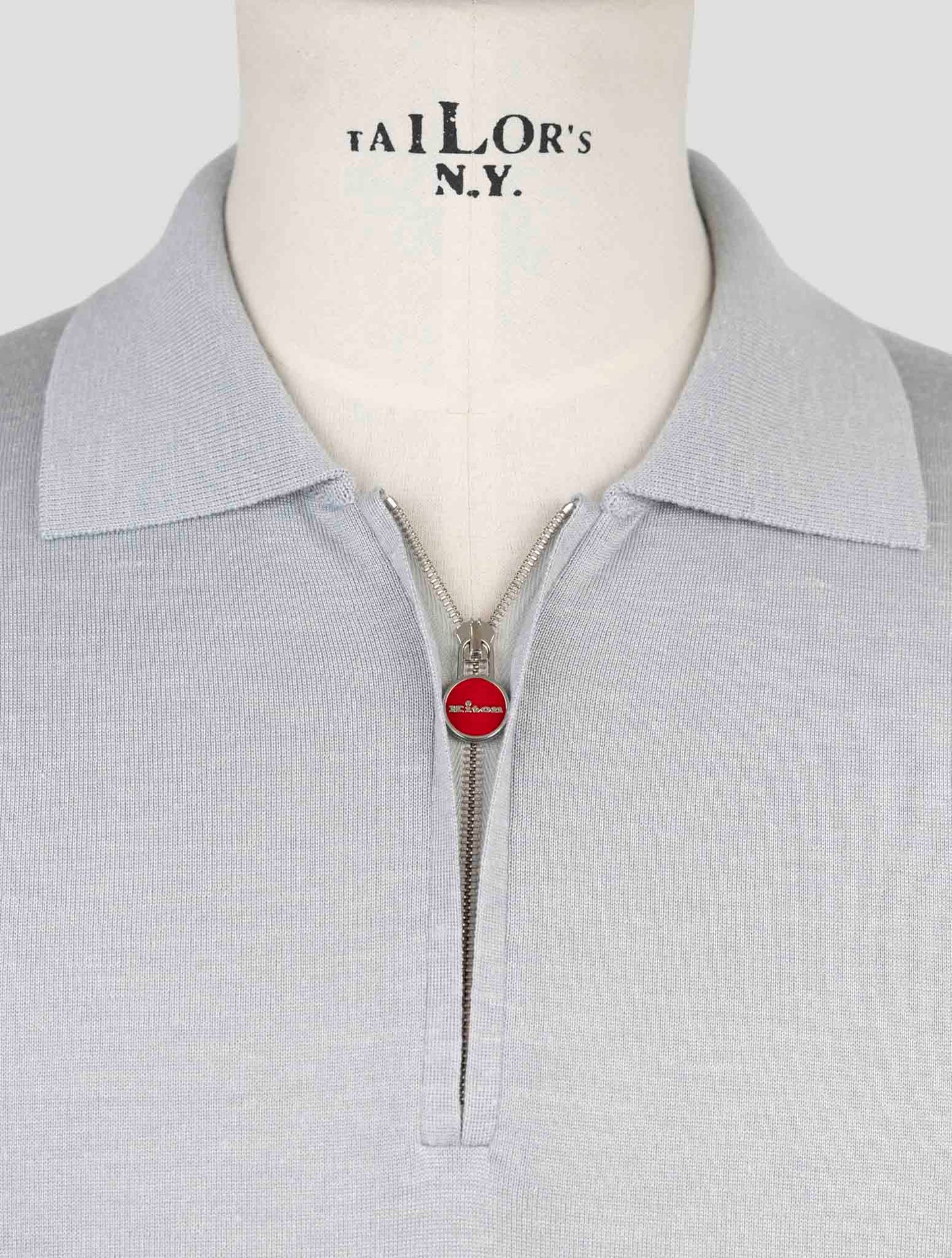 Kiton Gray Silk Cashmere Linen Polo Half Zip