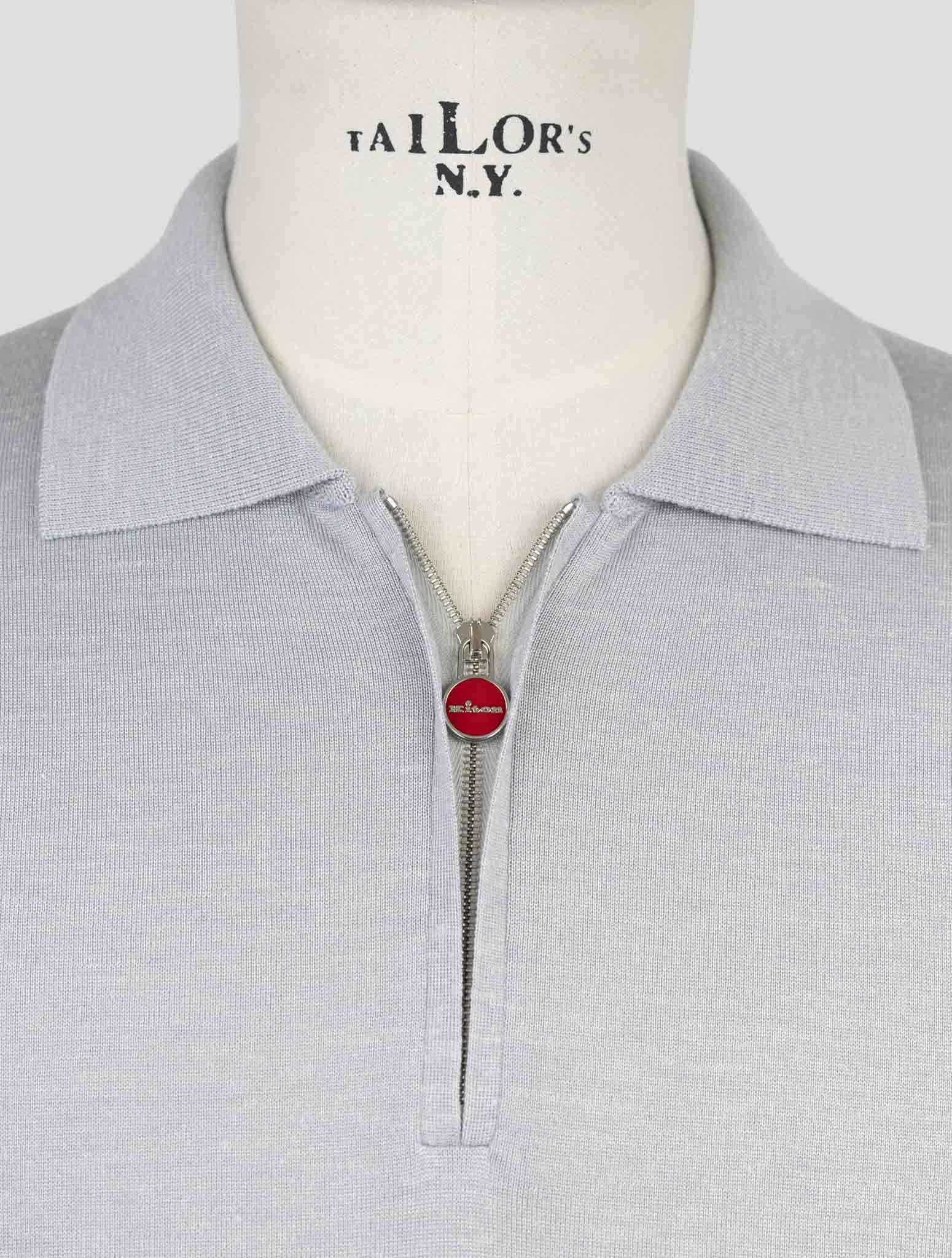 Kiton Gray Silk Cashmere Linen Polo Half Zip