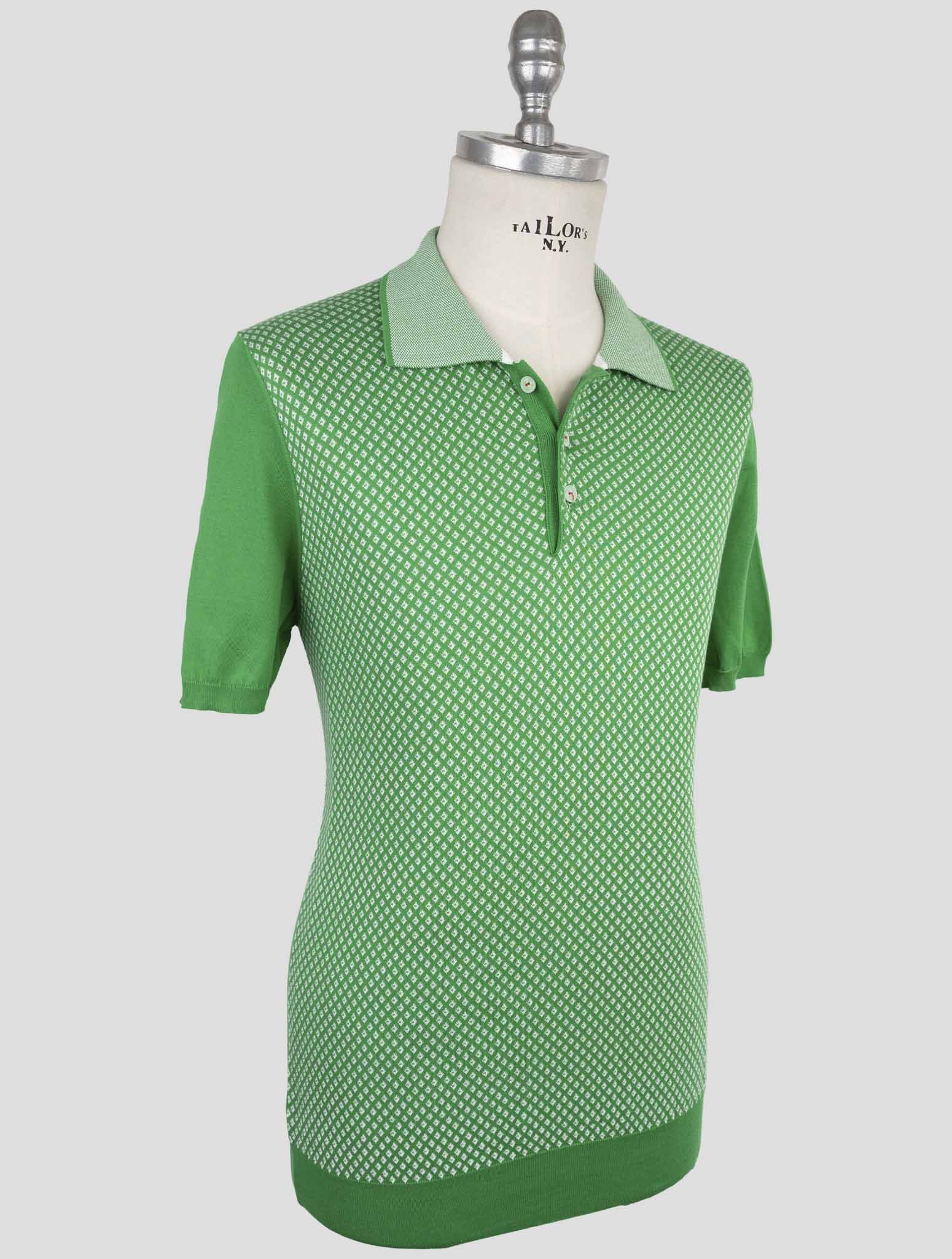 Kiton Green White Cotton Polo